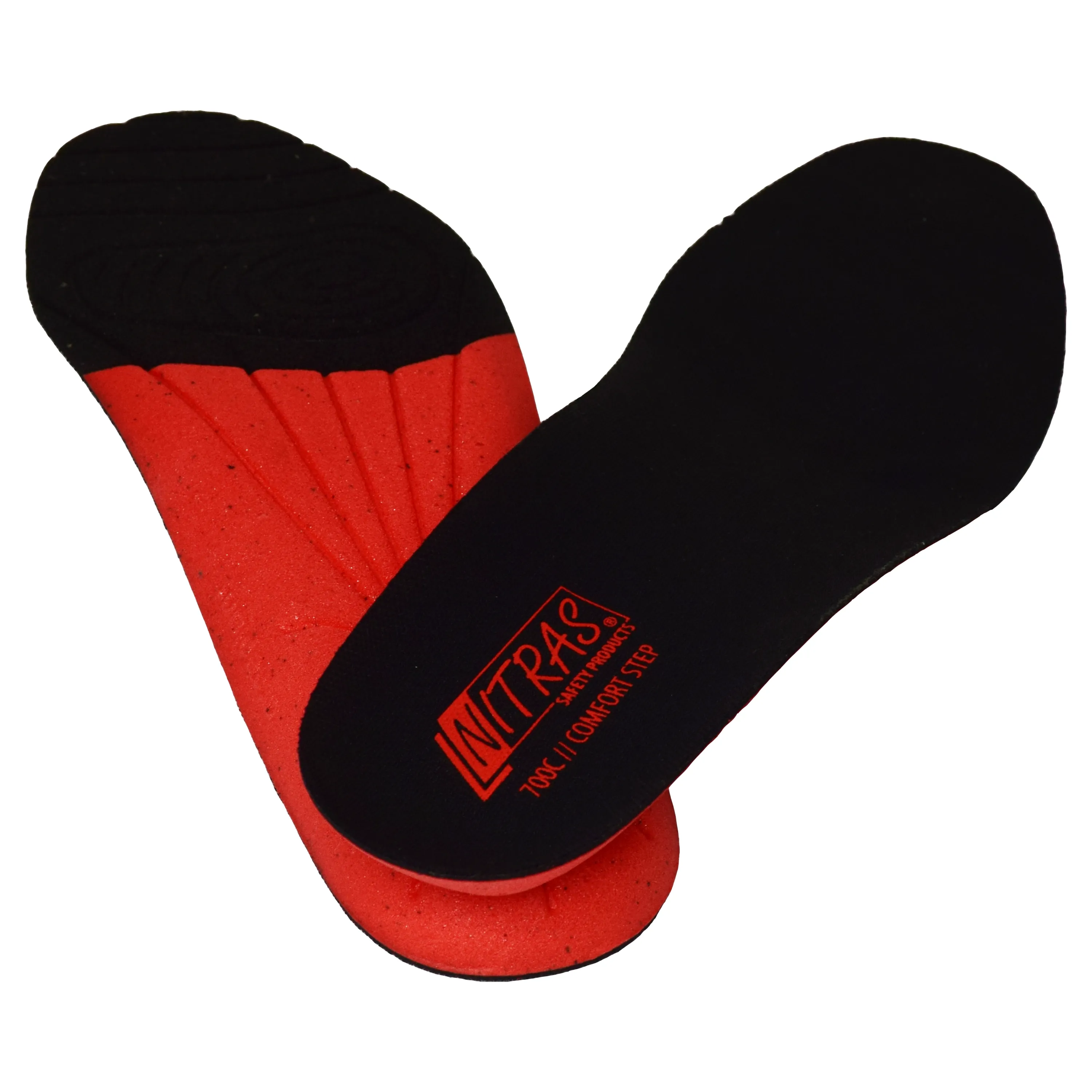NITRAS COMFORT STEP Einlegesohlen in Schwarz/Rot bieten anatomische Form, exzellente Dämpfung und hohe Atmungsaktivität für maximalen Komfort und Frische.