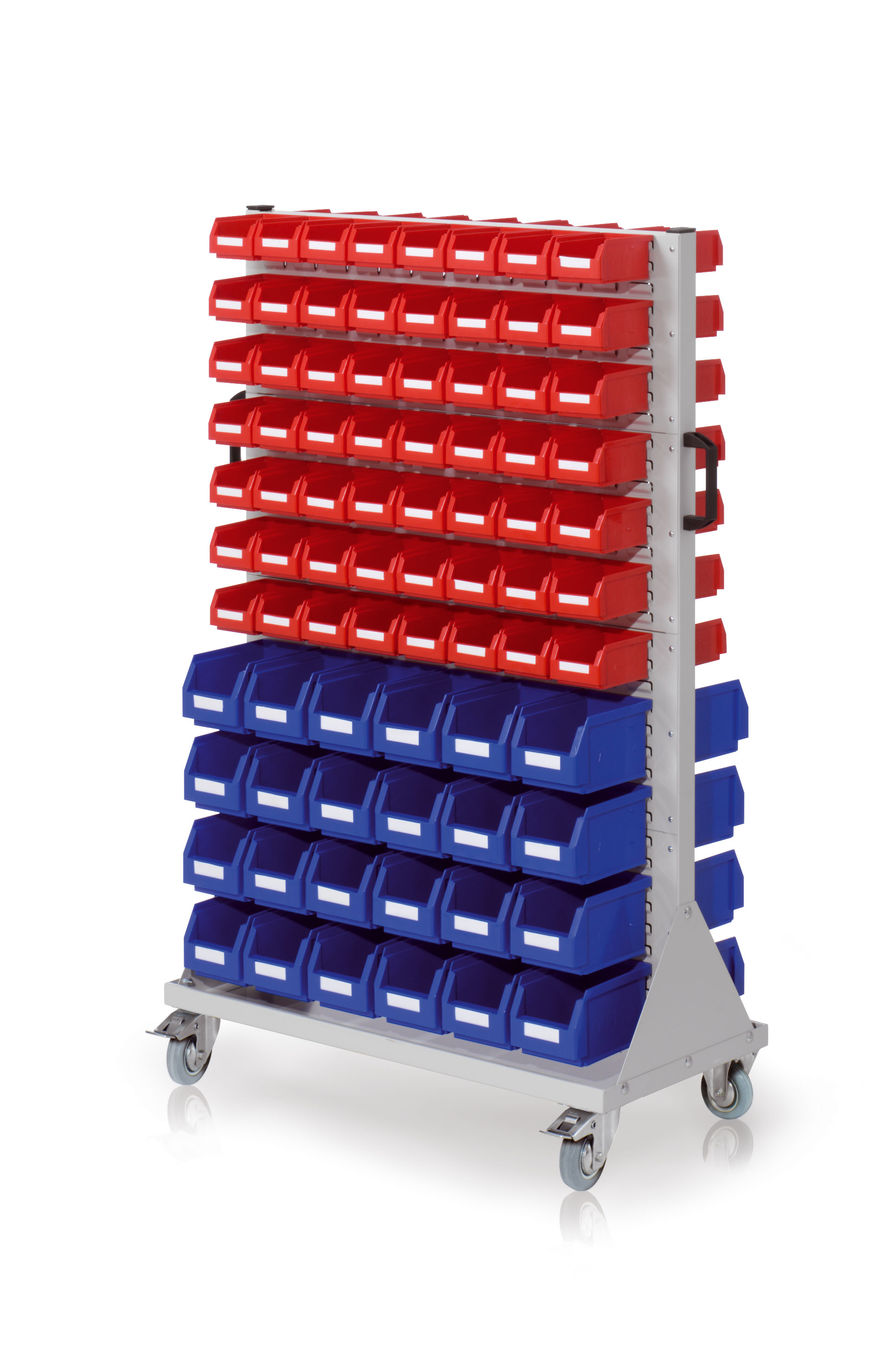 Der RasterMobil Rollwagen Gr. 4 von Kappes Systeme in Lichtgrau bietet mit 160 cm H?he und 48/112 Lagersichtk?sten flexible, mobile Lagerl?sungen f?r die Industrie.