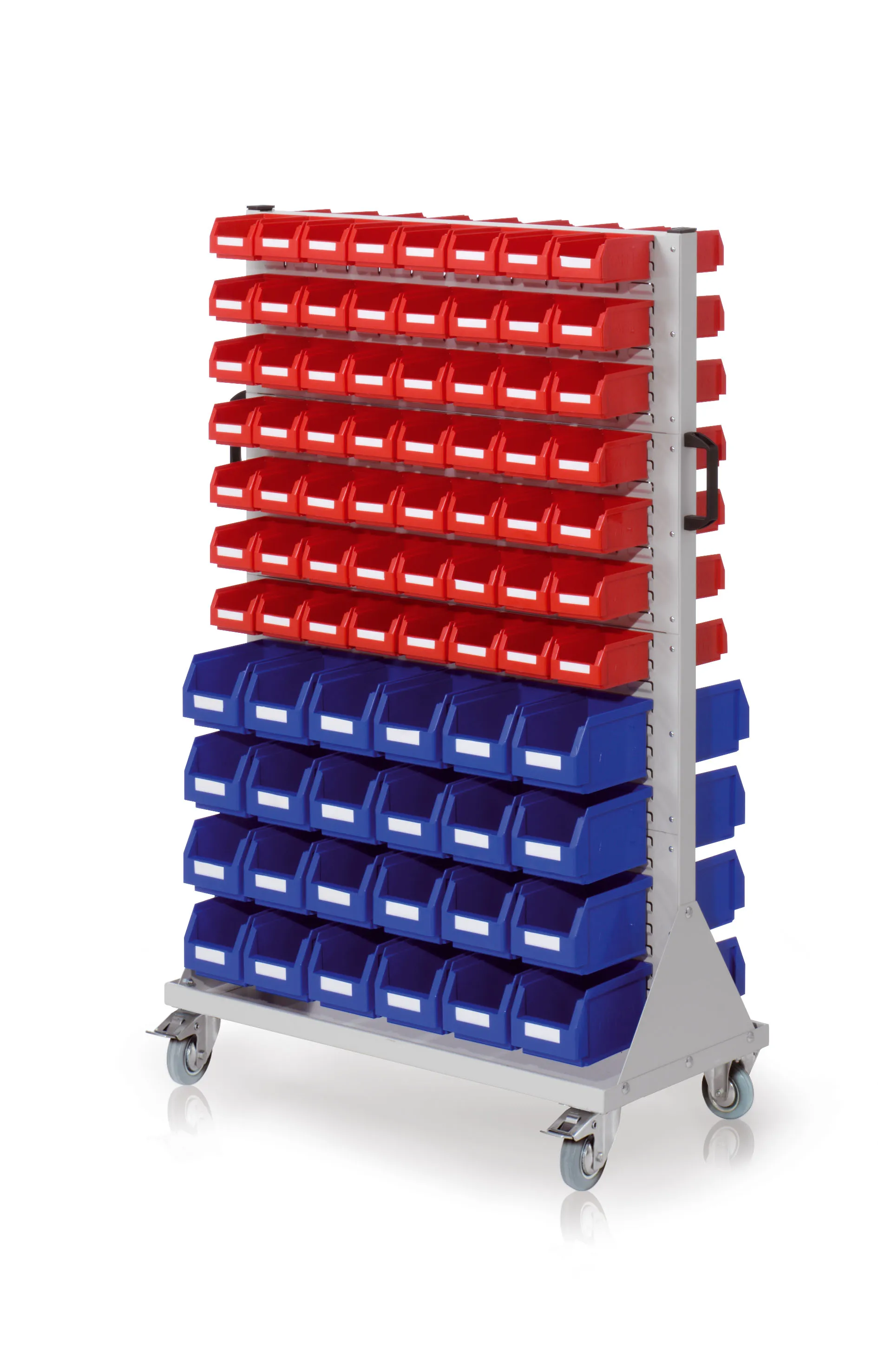Der RasterMobil Rollwagen Gr. 4 von Kappes Systeme in Lichtgrau bietet mit 160 cm Höhe und 48/112 Lagersichtkästen flexible, mobile Lagerlösungen für die Industrie.