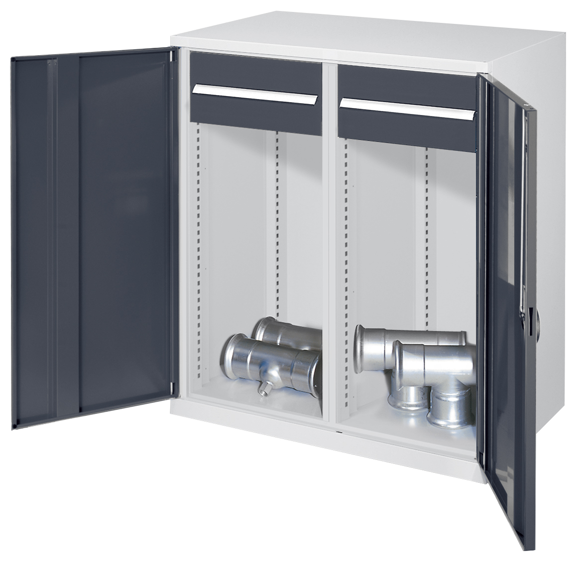 Der Schwerlast-Beistellschrank Modell 75 von Kappes Systeme GmbH bietet robuste Stahlkonstruktion, flexible Organisation und hohe Belastbarkeit bis 1,65 Tonnen.
