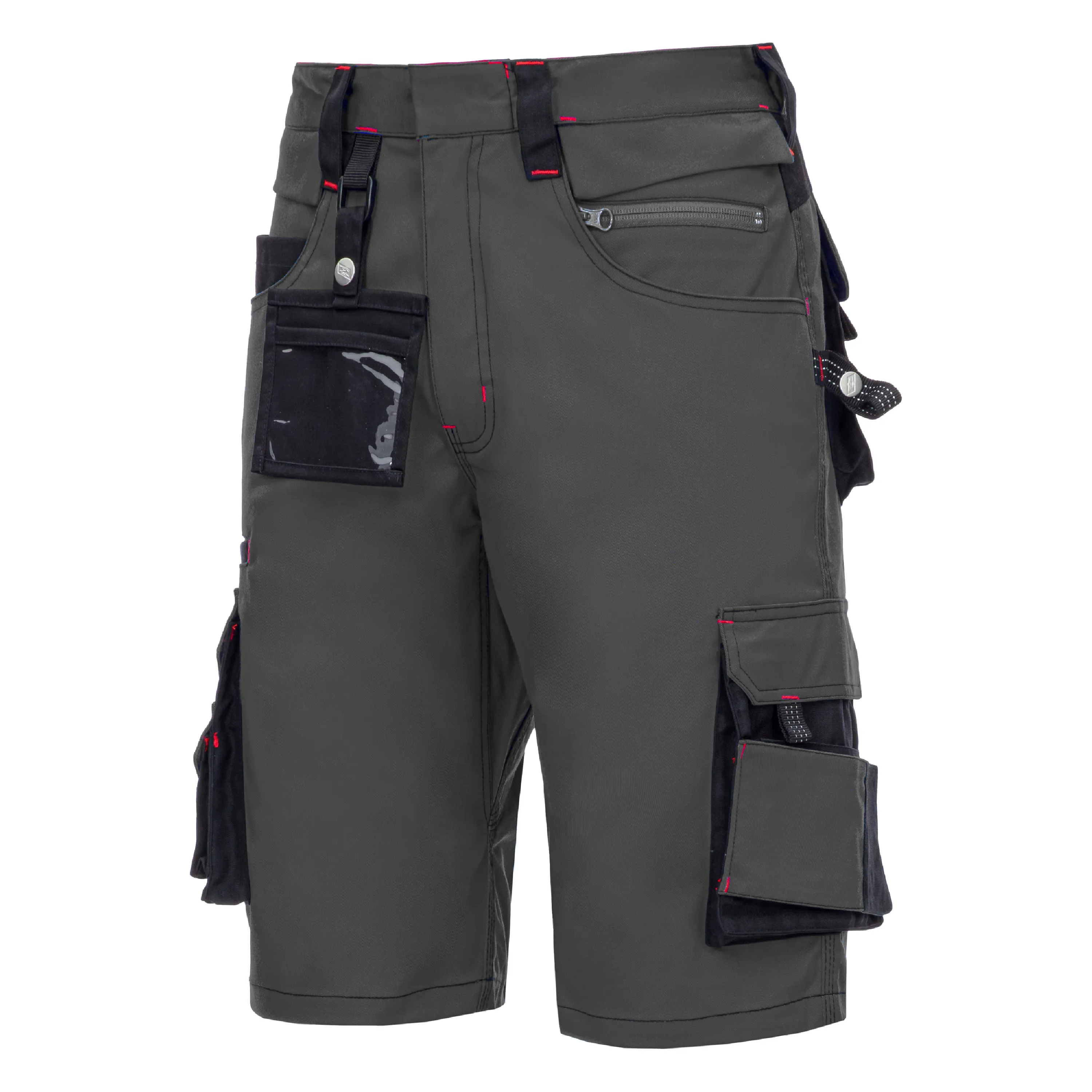 NITRAS MOTION TEX PRO FX kurze Arbeitshose in Grau/Schwarz, bietet Komfort und Bewegungsfreiheit mit 2-Wege-Stretch, CORDURA?-Verst?rkungen und reflektierenden Details.