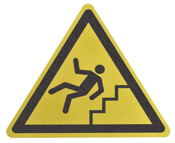 Der m2-Antirutschbelag "Vorsicht Treppe" von Mehlhose bietet R11-Rutschfestigkeit, ist verformbar, selbstklebend und ideal für sichere, sichtbare Warnungen.
