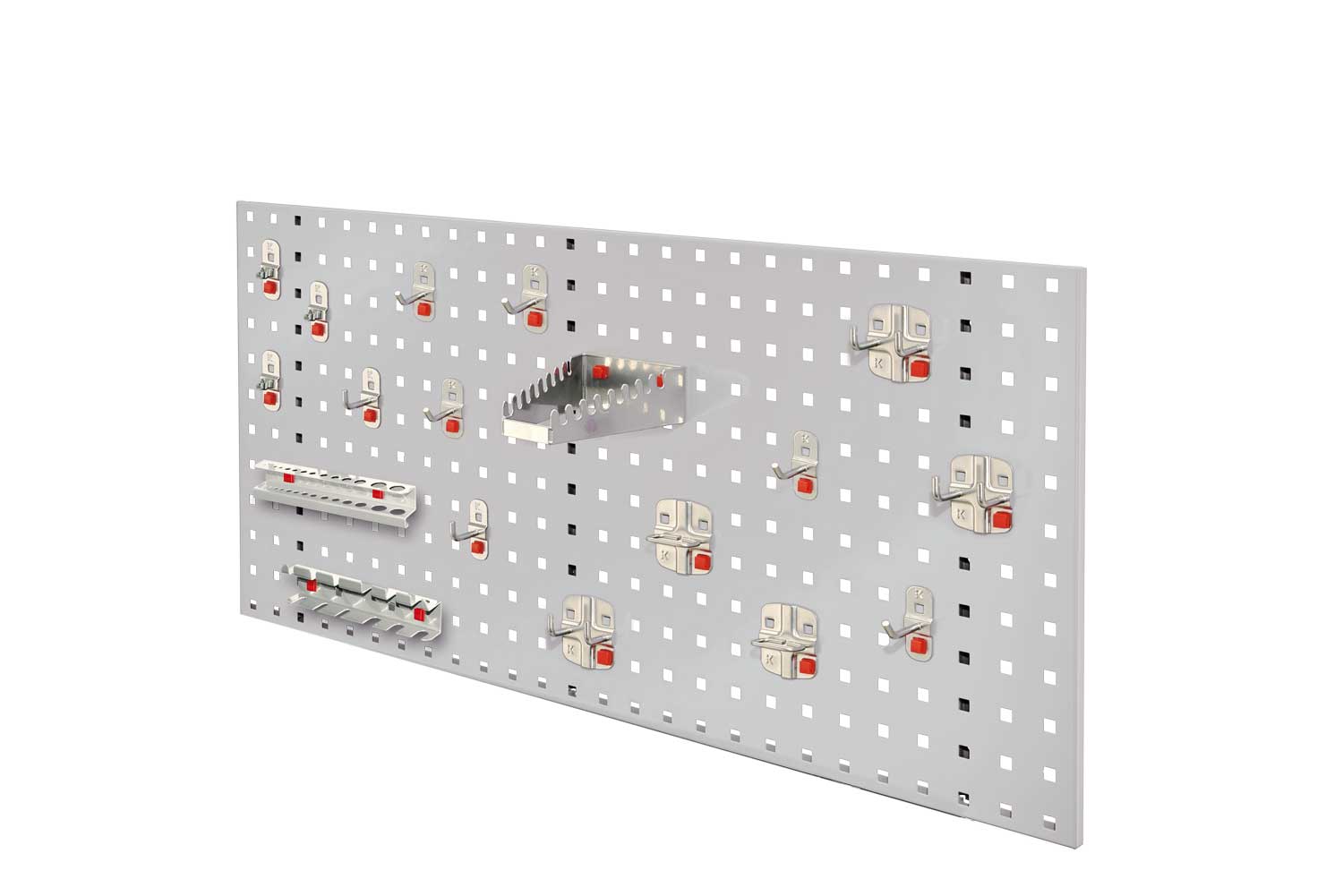 Das ®RasterPlan/ABAX Lochplatten Einsteigerset 6 von Kappes bietet eine flexible, werkzeuglose Lösung zur Werkzeugorganisation mit innovativer Verbindungstechnologie.