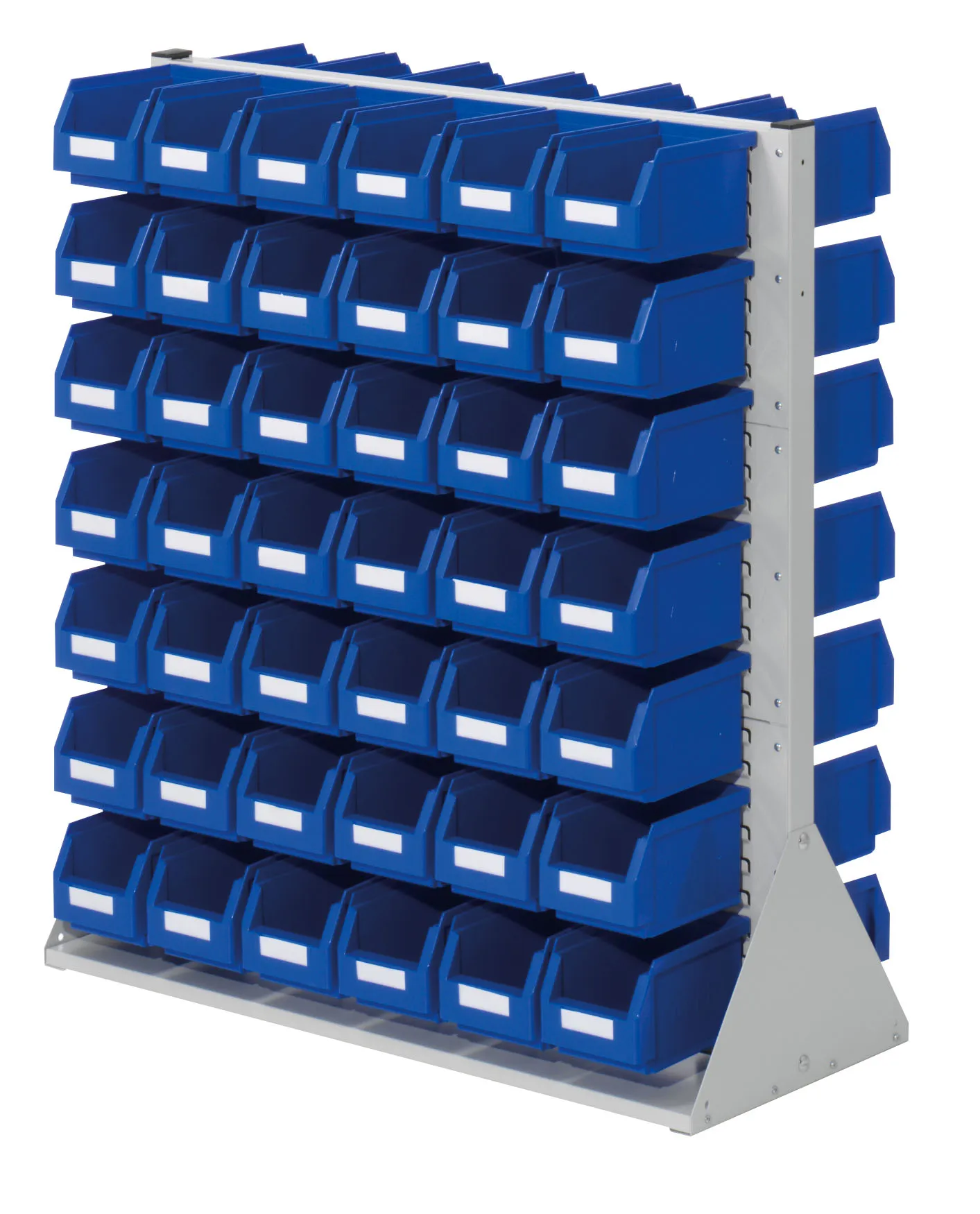 Die doppelseitige ®RasterPlan Systemeinheit Gr.3 von Kappes Systeme GmbH bietet effiziente Kleinteilorganisation mit 84 Lagersichtkästen und robuster, lichtgrauer Beschichtung.