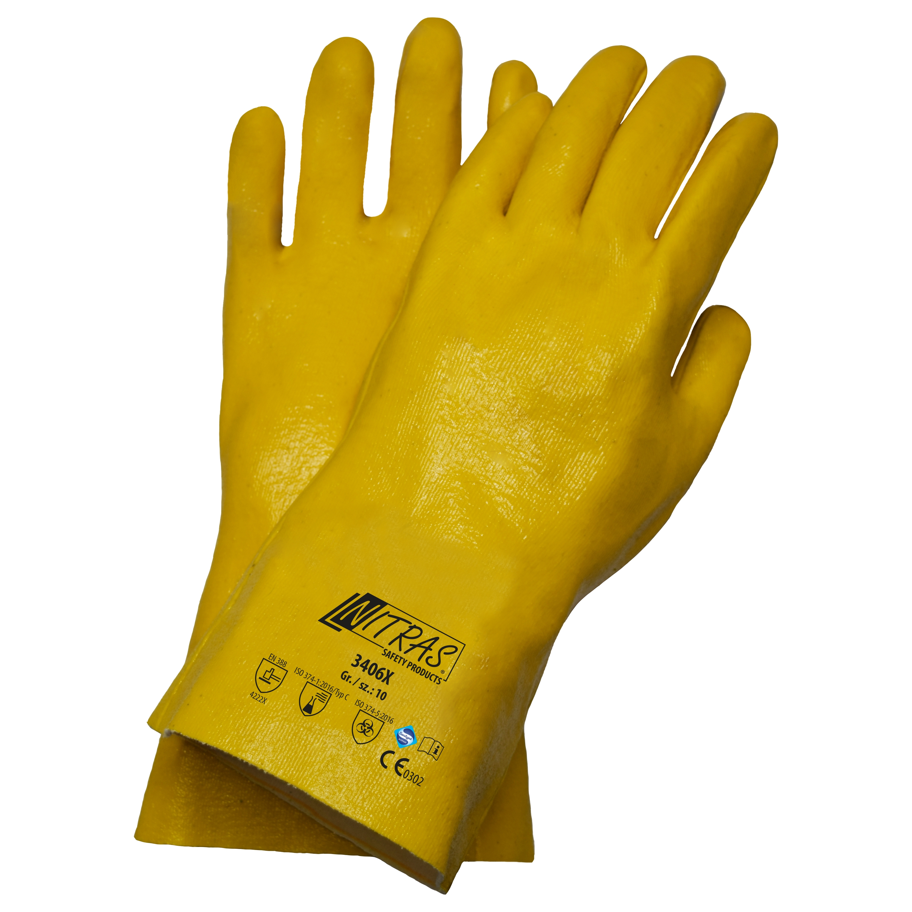 NITRAS Chemikalienschutzhandschuhe, naturfarben / gelb, EN 388, EN ISO 374