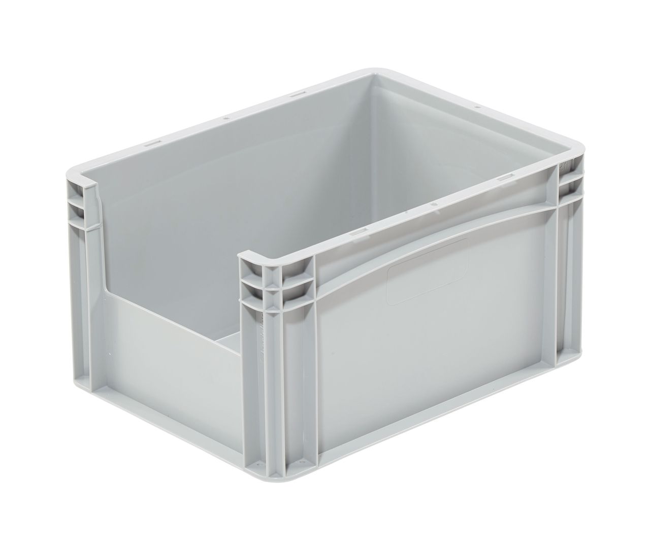 Behälter mit Entnahmeöffnung 400 x 300 x 220 mm  Farbe: grau 401, geschlossener Griff,