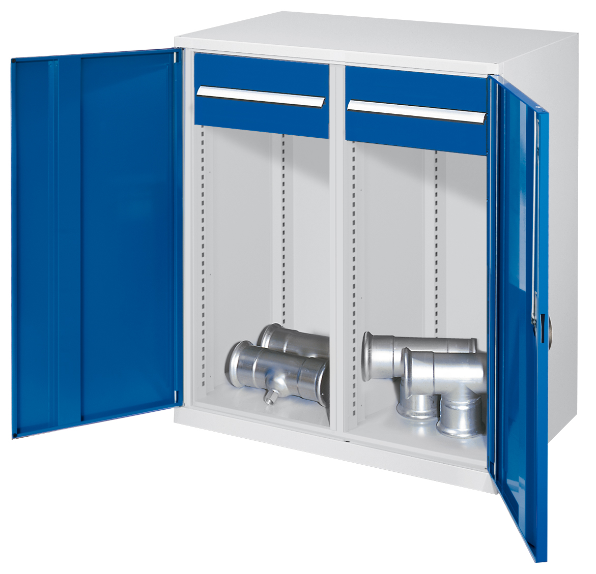 Der Schwerlast-Beistellschrank Modell 75 von Kappes Systeme: Robuste Stahlkonstruktion, hohe Belastbarkeit bis 1,65 t, flexible Organisation und erweiterte Sicherheitsmerkmale.