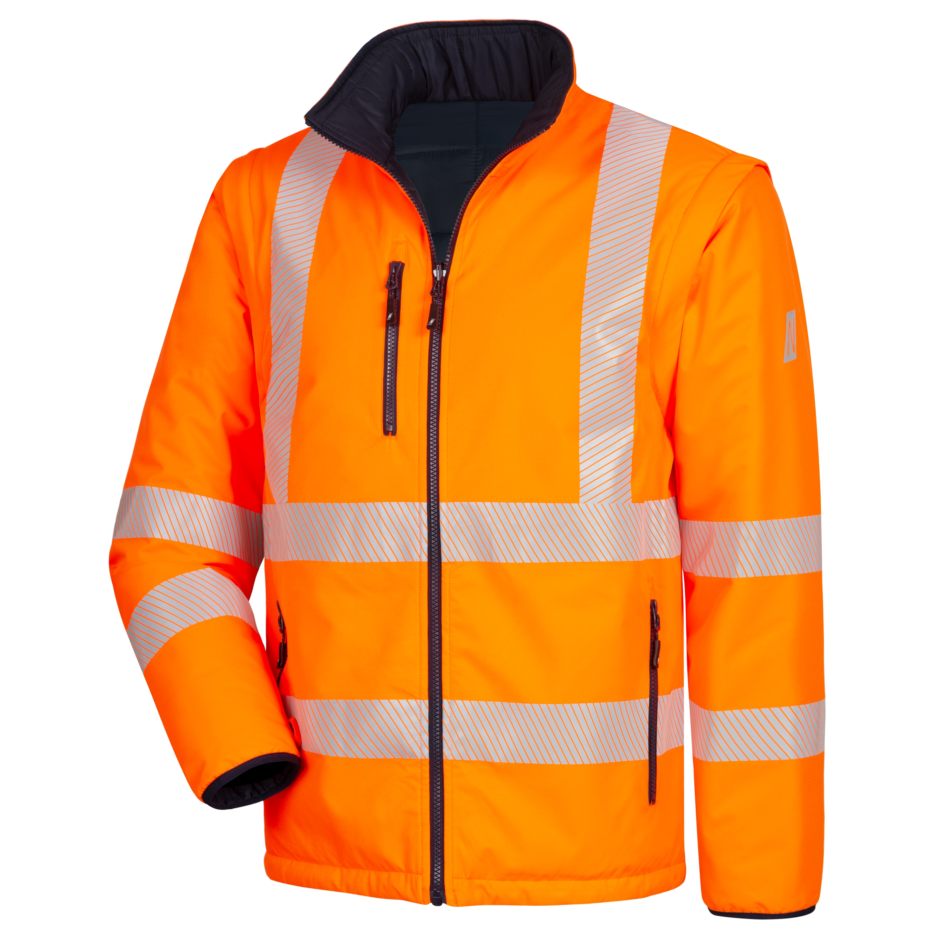 NITRAS MOTION TEX VIZ PLUS, Multifunktions-Warnschutzjacke, neonorange / marineblau (Farbcode: 4121), EN ISO 20471, EN 343