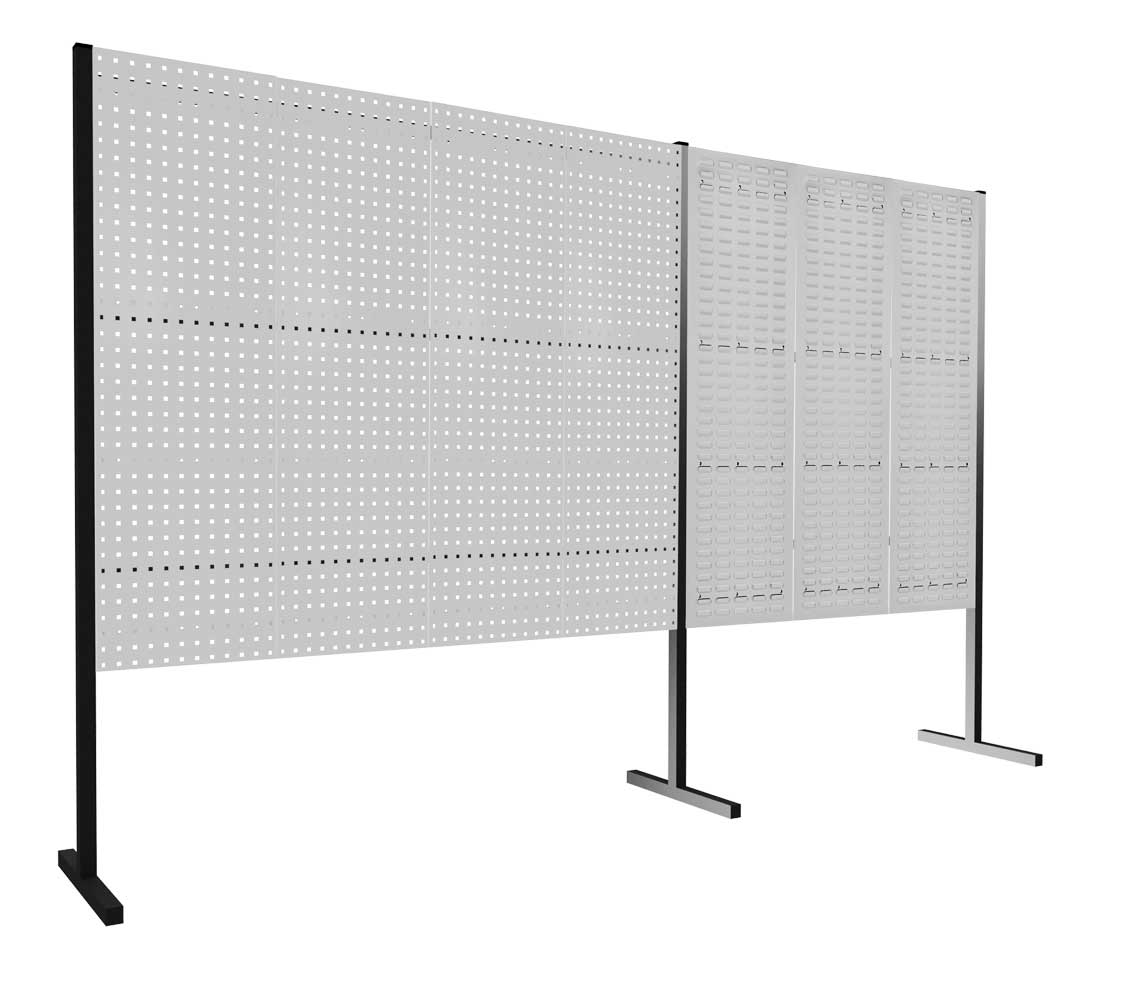 Produktbild der ®RasterPlan Trennwand Doppelfeld 180°: Flexibles, modulares System in RAL 7035, ideal für individuelle Raumlösungen und effiziente Arbeitsplatzorganisation.