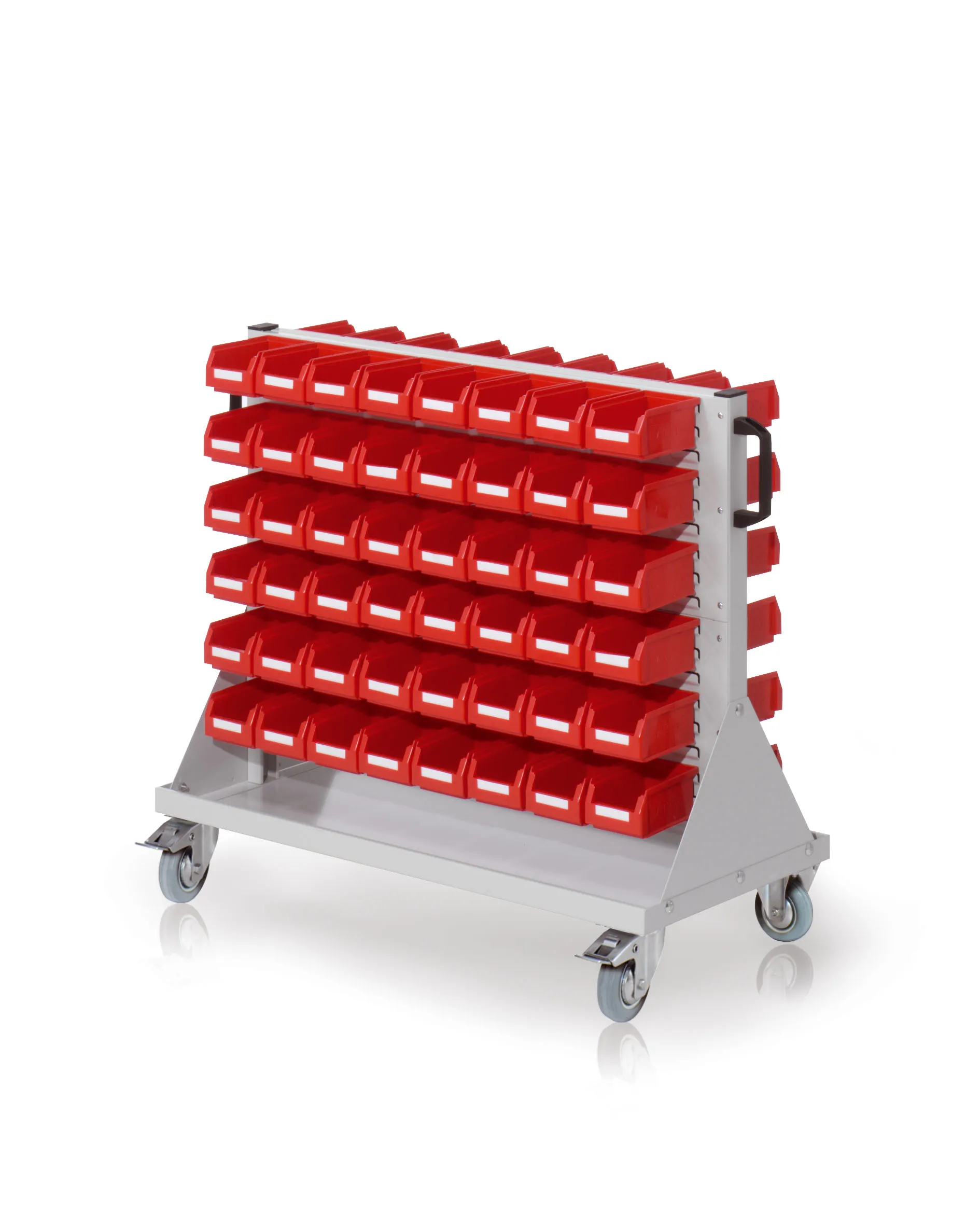 Der RasterMobil Rollwagen Gr. 2 von Kappes Systeme bietet effiziente Lagerung mit 96 Sichtkästen, modularer Bauweise und einfacher Mobilität in lichtgrauer Ausführung.