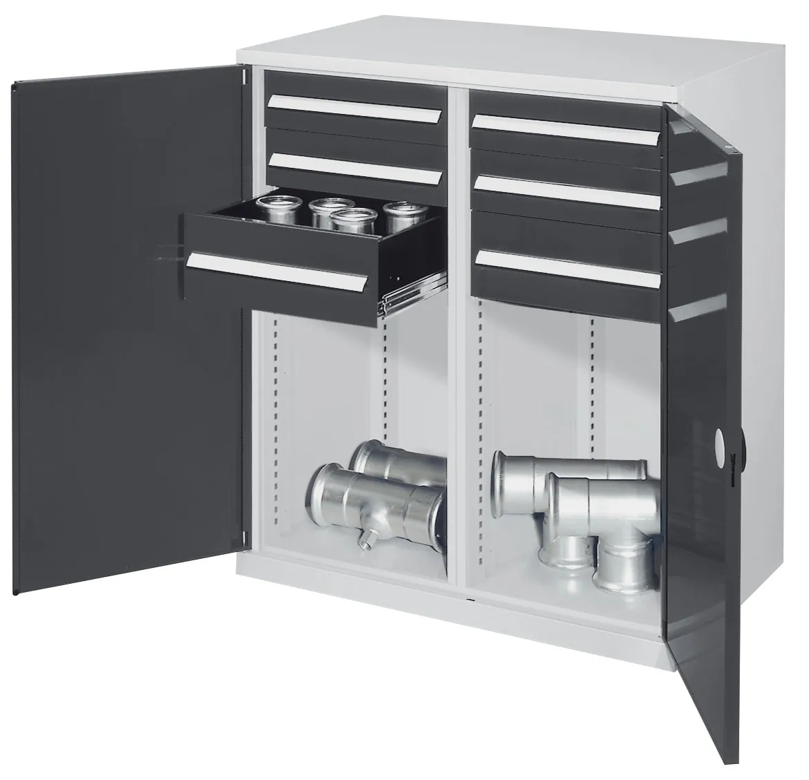 Der Schwerlast-Beistellschrank Modell 74 von Kappes Systeme bietet robuste Lagerung mit verstellbaren Fachb?den, Vollblecht?ren und hoher Belastbarkeit f?r industrielle Anwendungen.