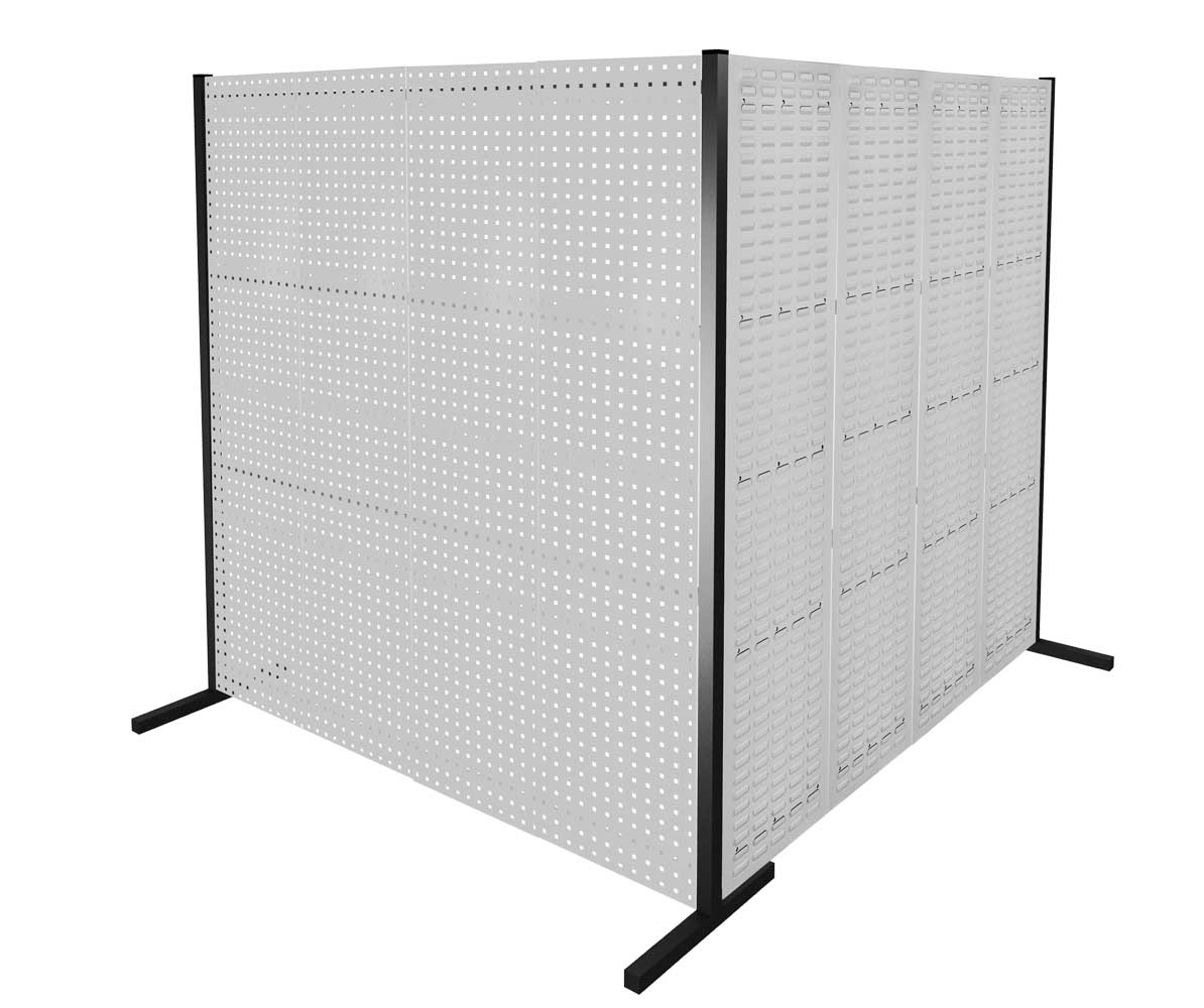 Die ®RasterPlan Trennwand Doppelfeld 90° von Kappes Systeme GmbH ist eine robuste, flexible Lösung in RAL 7035 für individuelle Raumkonzepte in Industrieumgebungen.