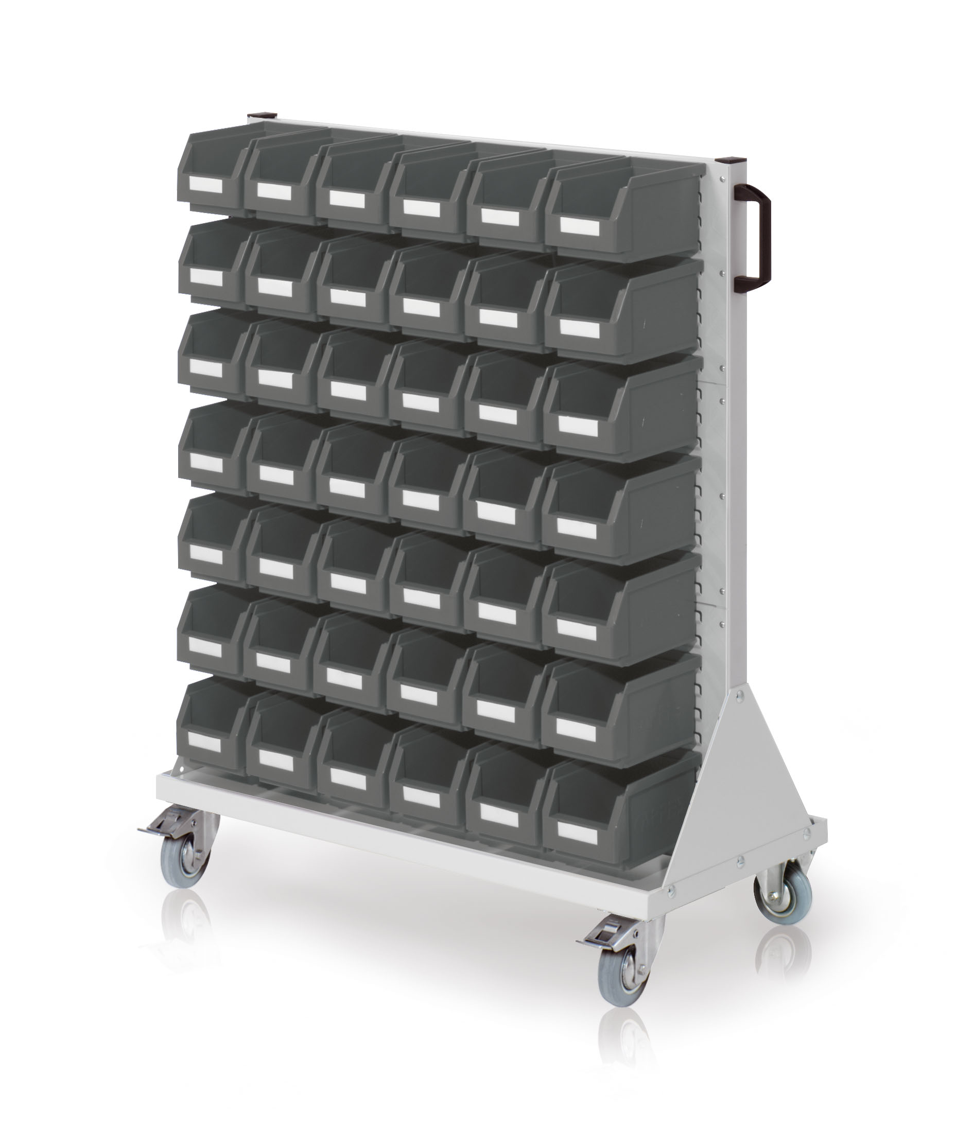 Der RasterMobil Rollwagen Gr. 3 Modell E78 von Kappes Systeme bietet mit 42 Lagersichtk?sten und ergonomischem Design eine flexible und sichere Lagerl?sung.