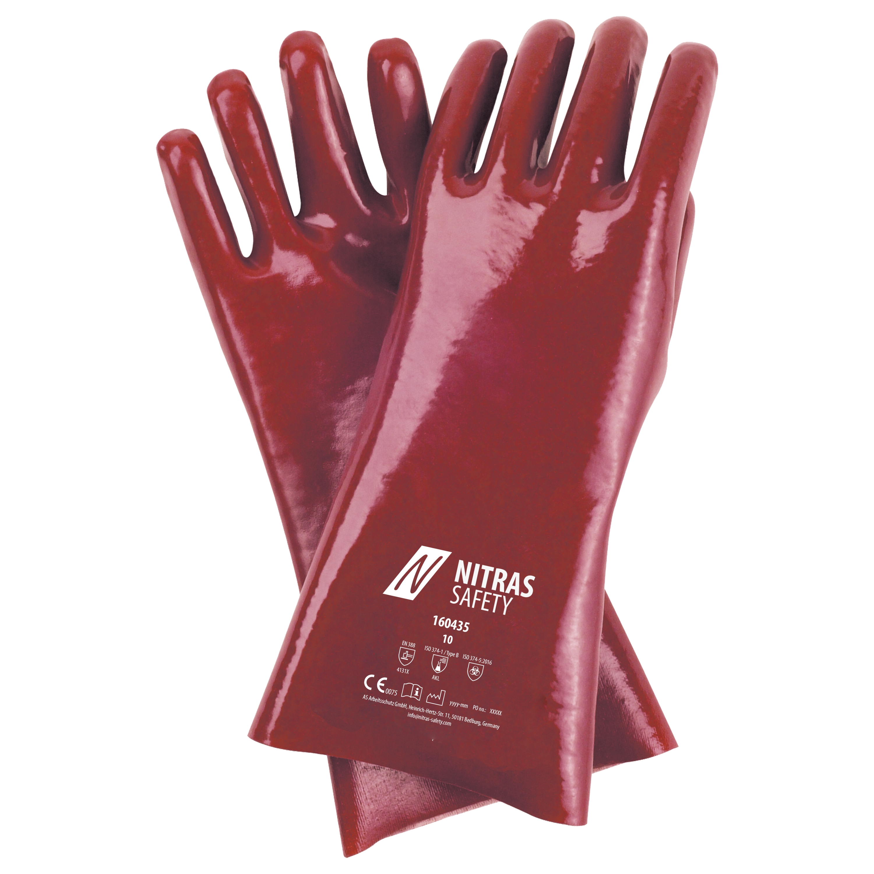 NITRAS Chemikalienschutzhandschuhe, naturfarben / rot, EN 388, EN ISO 374