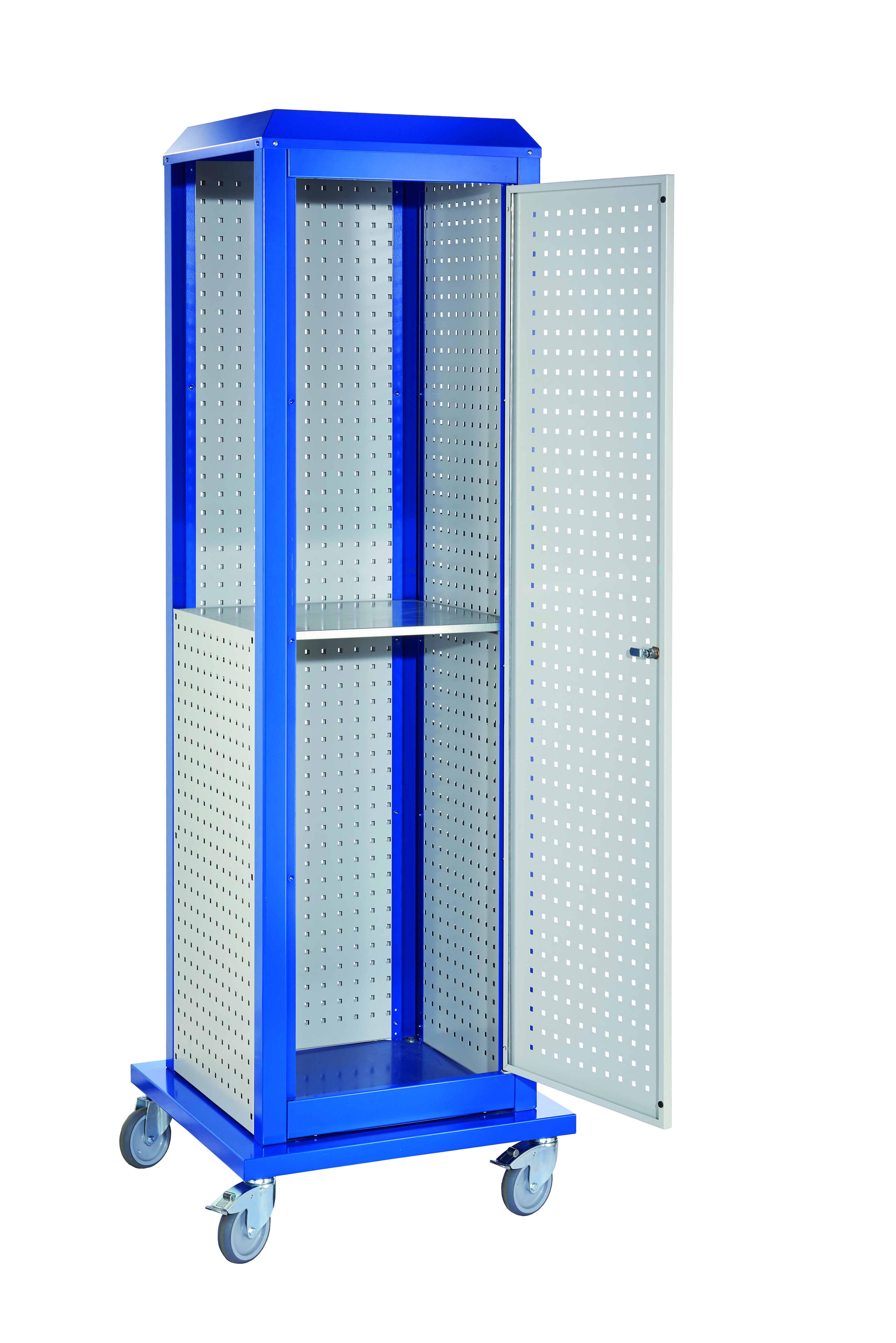 Der ®RasterPlan ToolTower Groß Modell 3 von Kappes Systeme ist ein mobiles Lagersystem mit robustem Design, ideal zur organisierten Aufbewahrung von Werkzeugen.