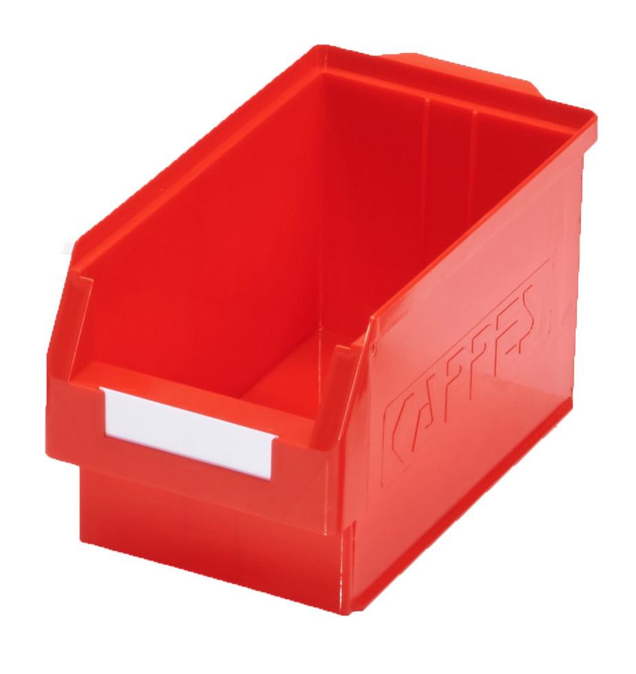 Der rote ®RasterPlan Lagersichtkasten Gr. 3 von Kappes Systeme GmbH bietet mit seiner robusten Polyethylen-Konstruktion und ergonomischen Griffmulde vielseitige Aufbewahrungslösungen.