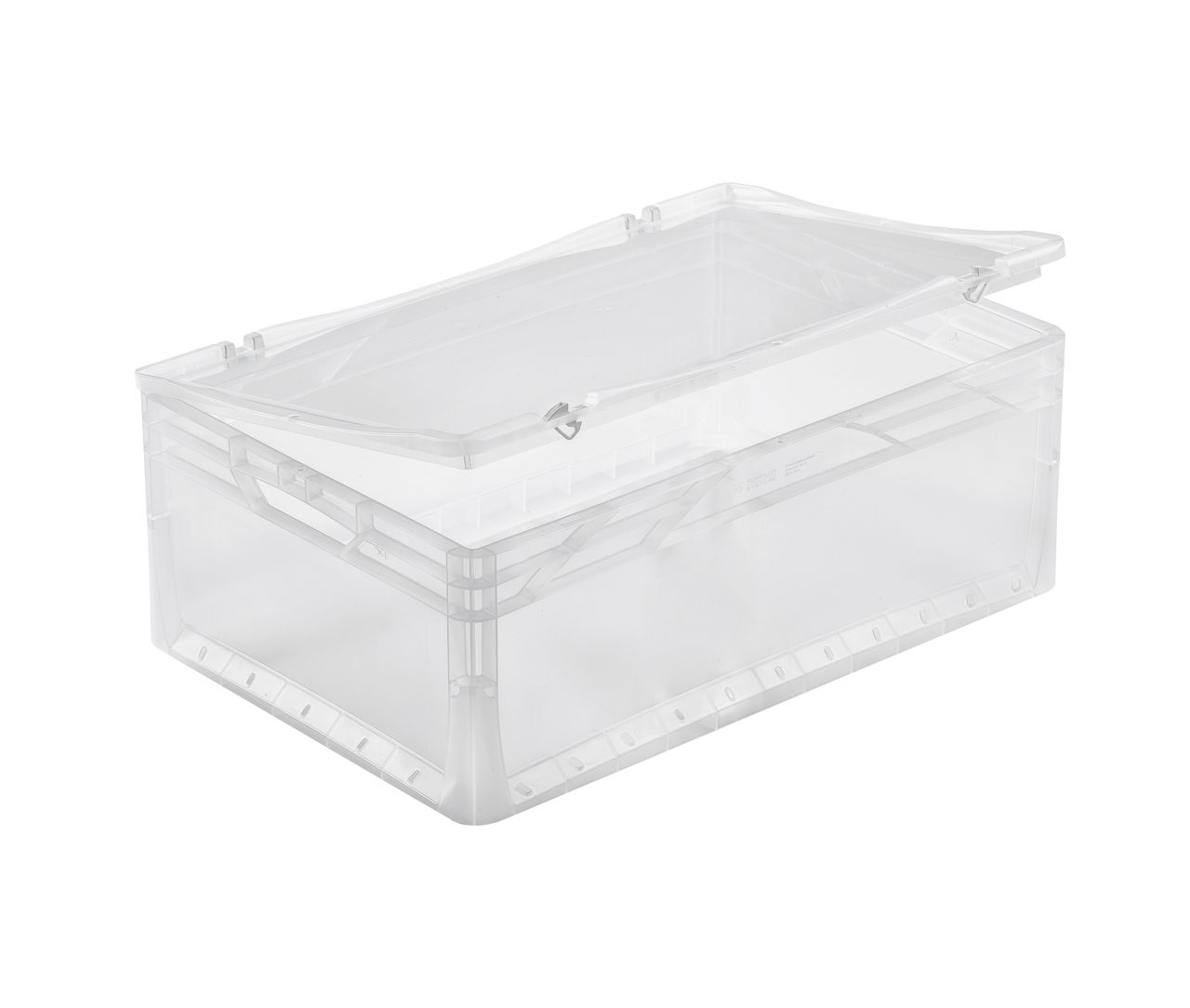 Der transparente Scharnierdeckel lightline/basicline von Bekuplast (600 x 400 mm) aus robustem PP-C bietet langlebigen Schutz und einfache Handhabung für Ihre Waren.
