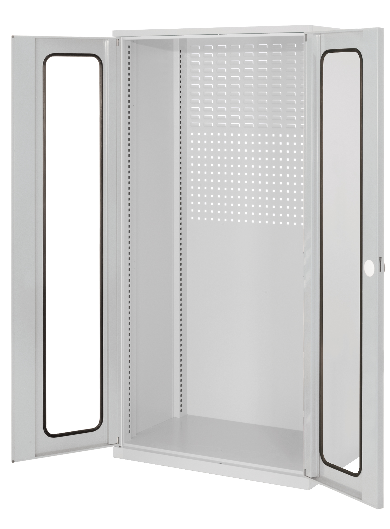®RasterPlan Schubladenschrank Leergehäuse 1950 x 1000 x 600 mm RAL 7035. Modell 30 Sichtfenstertüren.