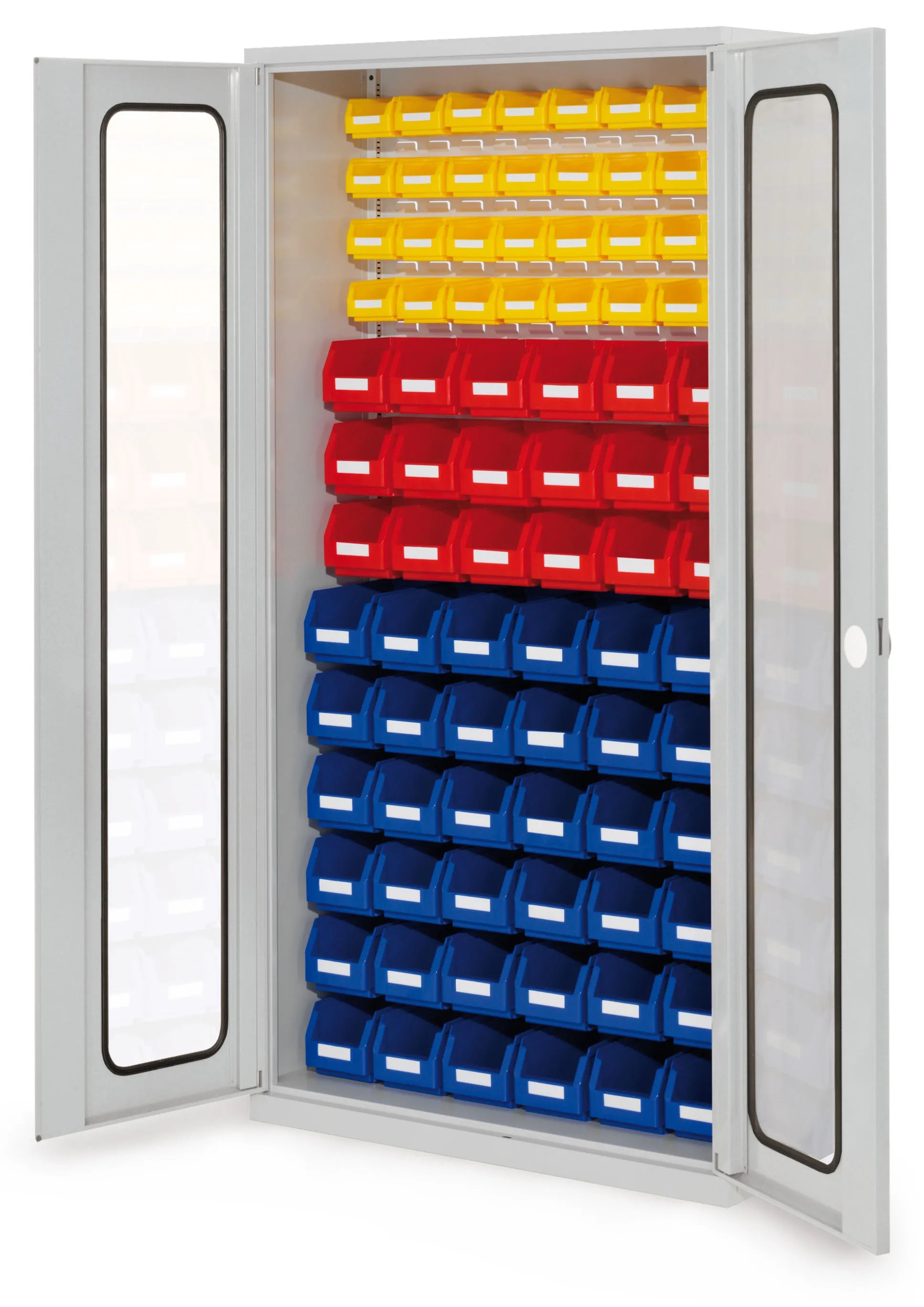 Der ?RasterPlan Schlitzplattenschrank von Kappes Systeme GmbH bietet mit Sichtfenstert?ren und Lagersichtk?sten eine effiziente und sichere Lagerl?sung.