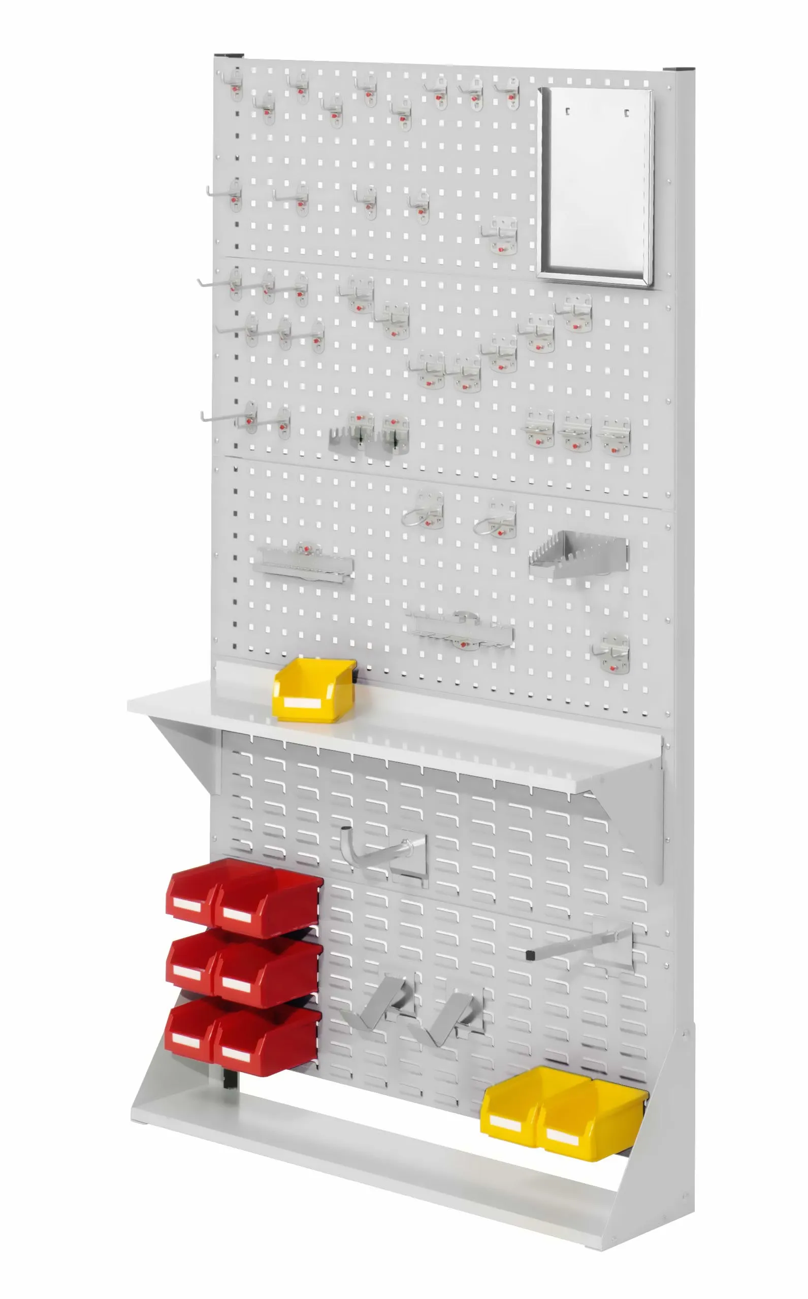 Die einseitige RasterPlan Stellwand Gr.5 von Kappes Systeme GmbH organisiert Werkzeuge effizient in der Industrie, robust und modular, H1790 x B1000 x T240 mm.