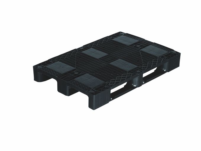 Kunststoffpaletten heavy 1200x800x145 mm, 3 Kufen, mit Antirutschkante, Farbe schwarz