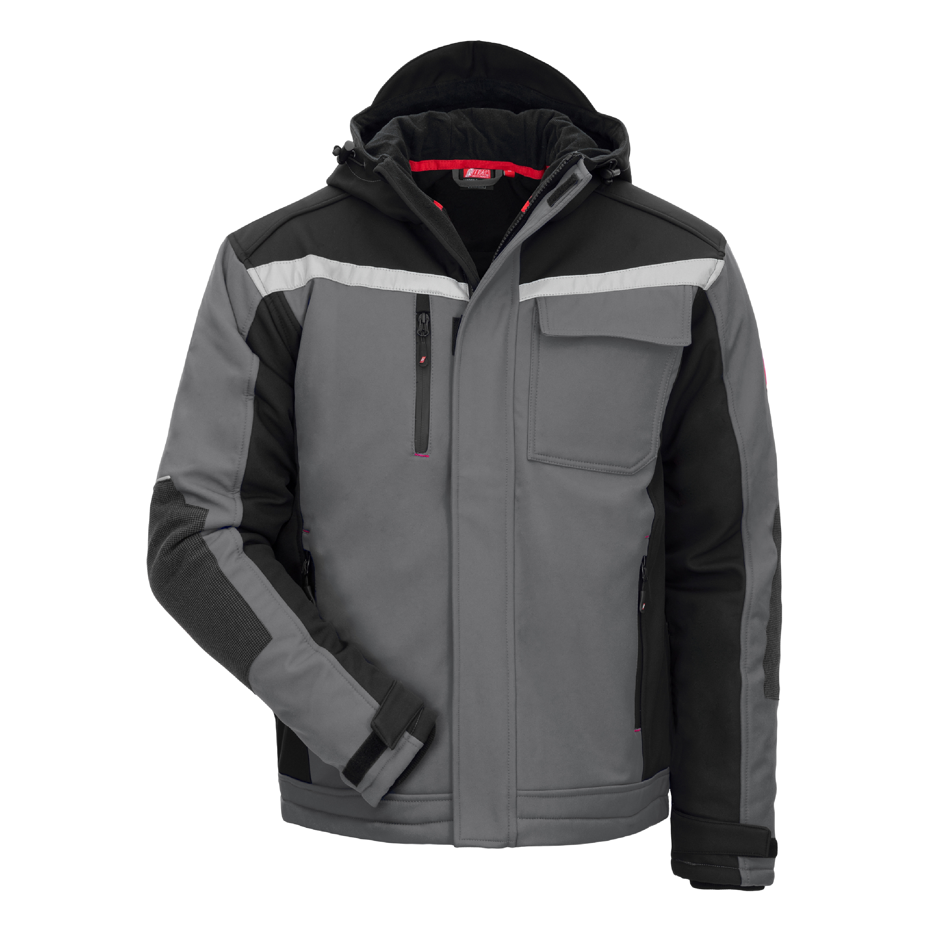 Die NITRAS MOTION TEX PLUS Winter-Softshelljacke in Grau/Schwarz bietet hohen Tragekomfort, ist wasser- und windabweisend und ideal f?r kalte Tage.