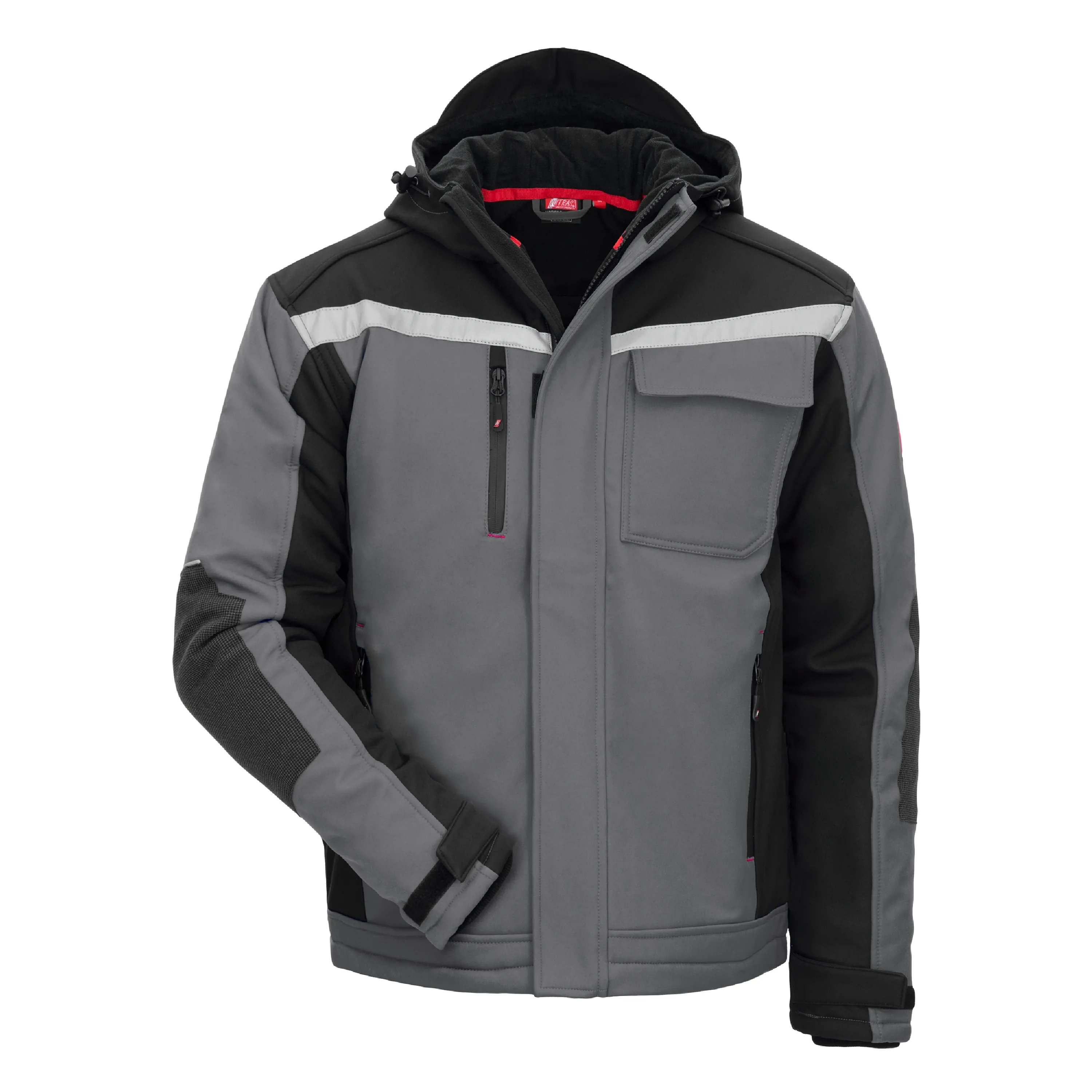 Die NITRAS MOTION TEX PLUS Winter-Softshelljacke in Grau/Schwarz bietet hohen Tragekomfort, ist wasser- und windabweisend und ideal f?r kalte Tage.