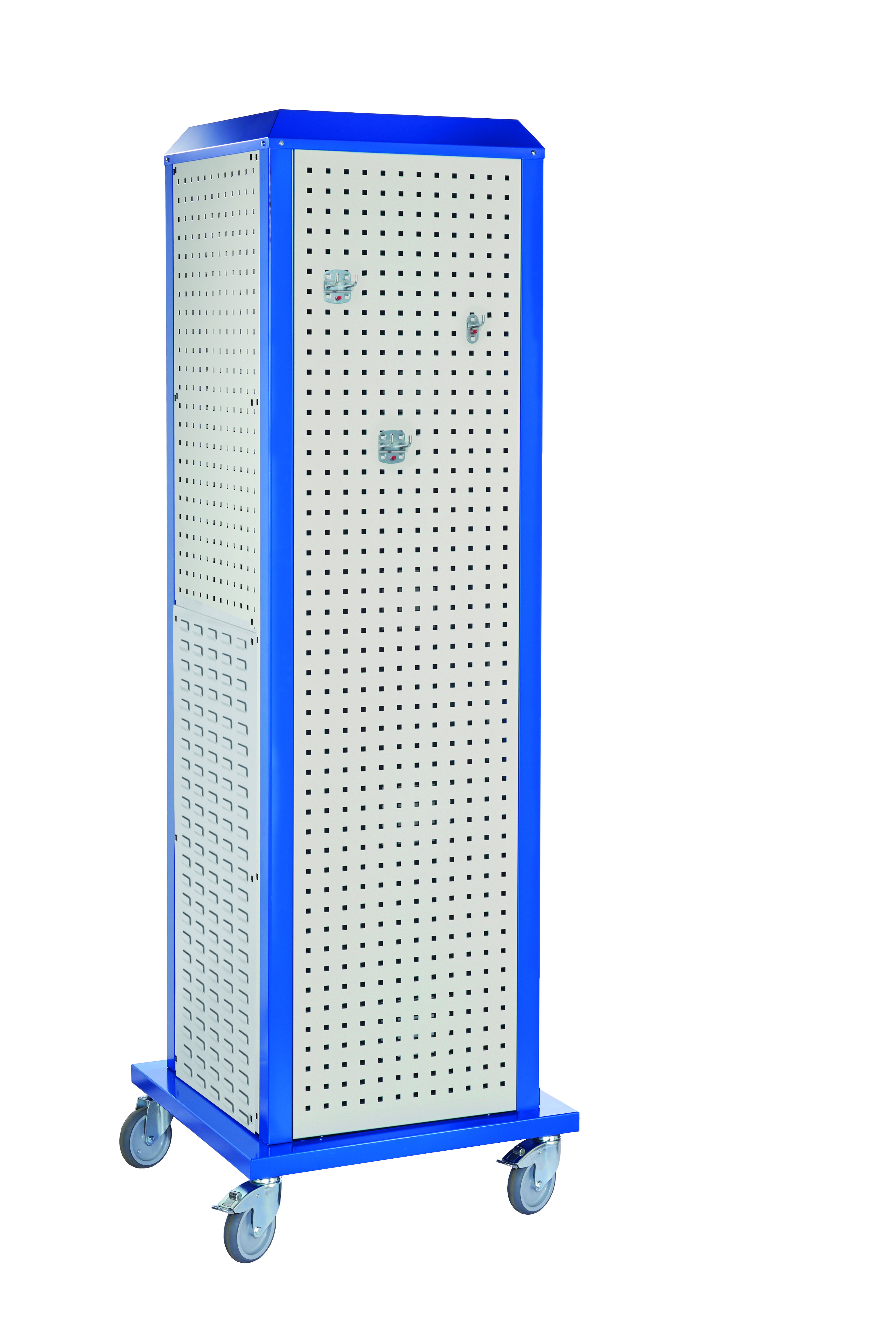 Der ®RasterPlan ToolTower Groß Mod 31 von Kappes Systeme: Mobiler, robuster Werkzeugschrank mit flexibler Anpassung und kratzfester Beschichtung in RAL 7035/5010.