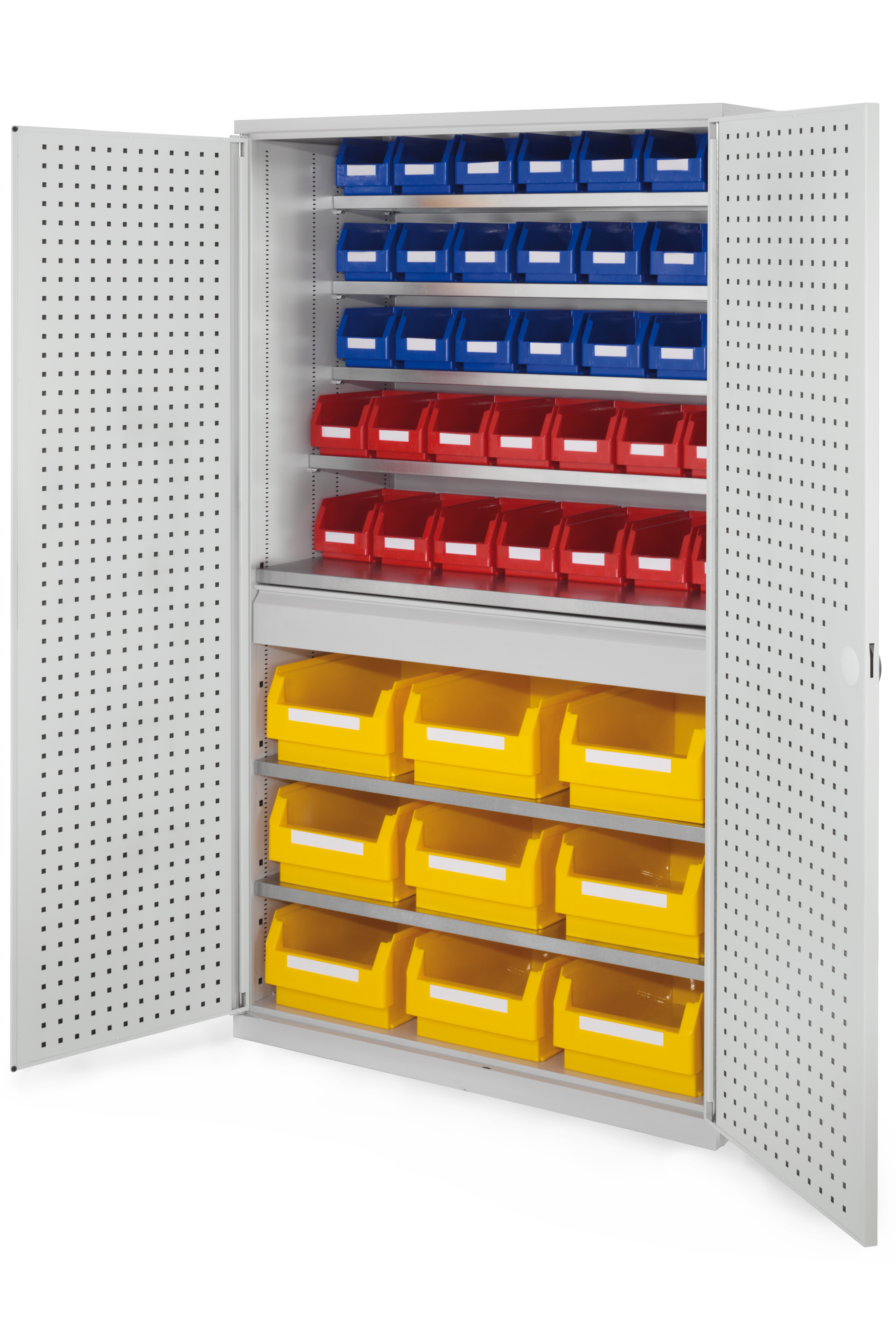 Gro?raumschrank Modell 31 von Kappes Systeme: Robuster Stahlschrank mit RasterPlan Lochplatten, lichtgrau, 1950x1130x590 mm, f?r optimale Werkzeugorganisation.