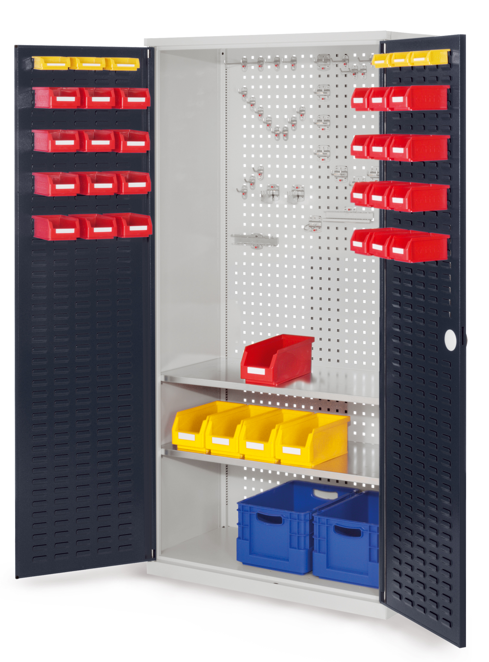 Der ®RasterPlan Werkzeugschrank Modell 5 500 von Kappes Systeme GmbH bietet robuste Stahlkonstruktion, verstellbare Fachböden und ein sicheres Zylinderschloss.
