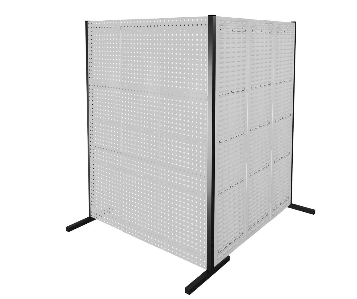 Das ®RasterPlan Trennwandsystem von Kappes Systeme GmbH: Flexibles Doppelfeld-Modell (1500x1500x2000 mm) in RAL 7035 mit Loch- und Schlitzplatten für optimale Raumtrennung.