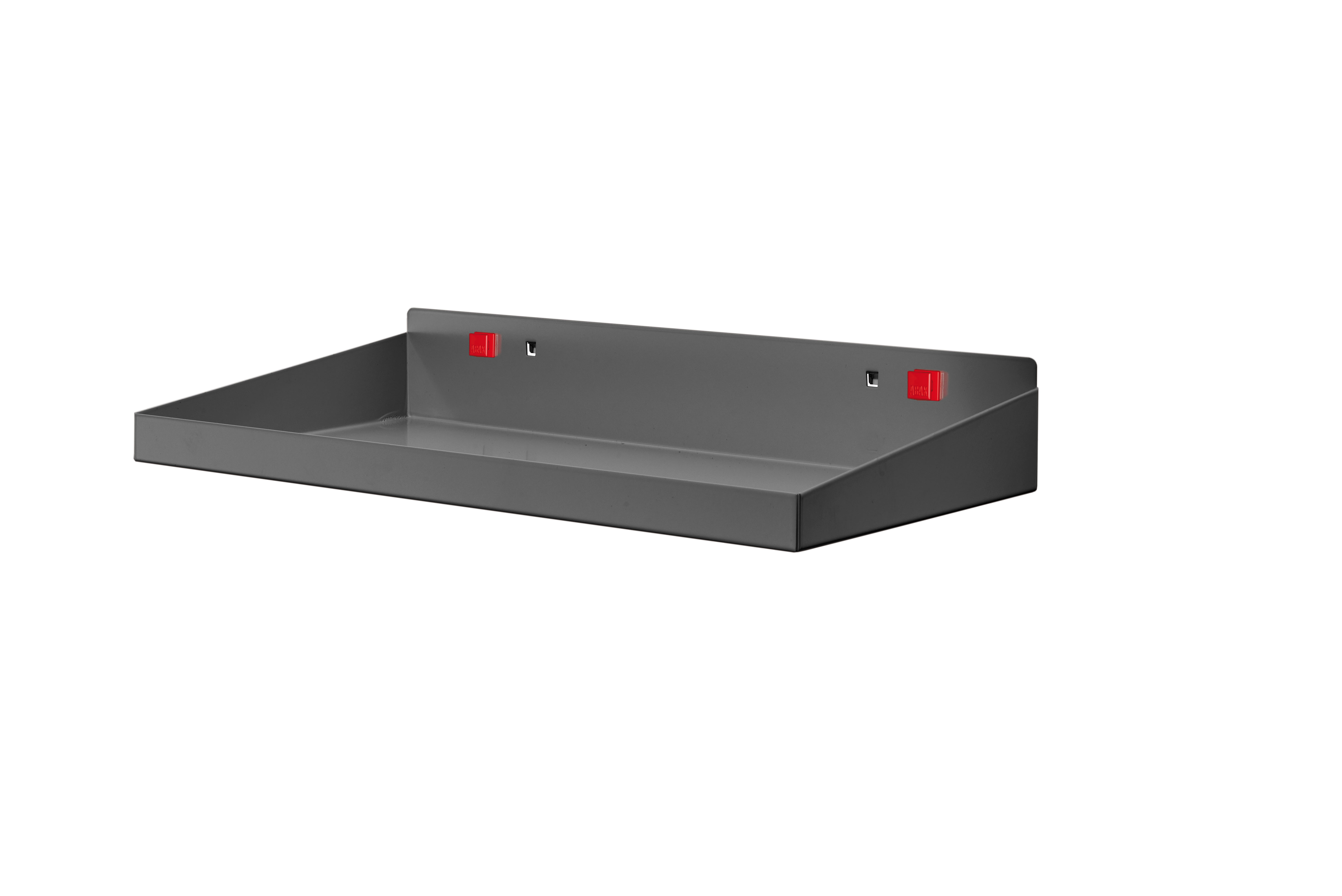 Produktbild des ABAX® Stahlbodens in Anthrazitgrau, 490x243x77 mm. Nahtlose Integration mit ®RasterPlan, werkzeuglose Montage, flexibel und wiederverwendbar.