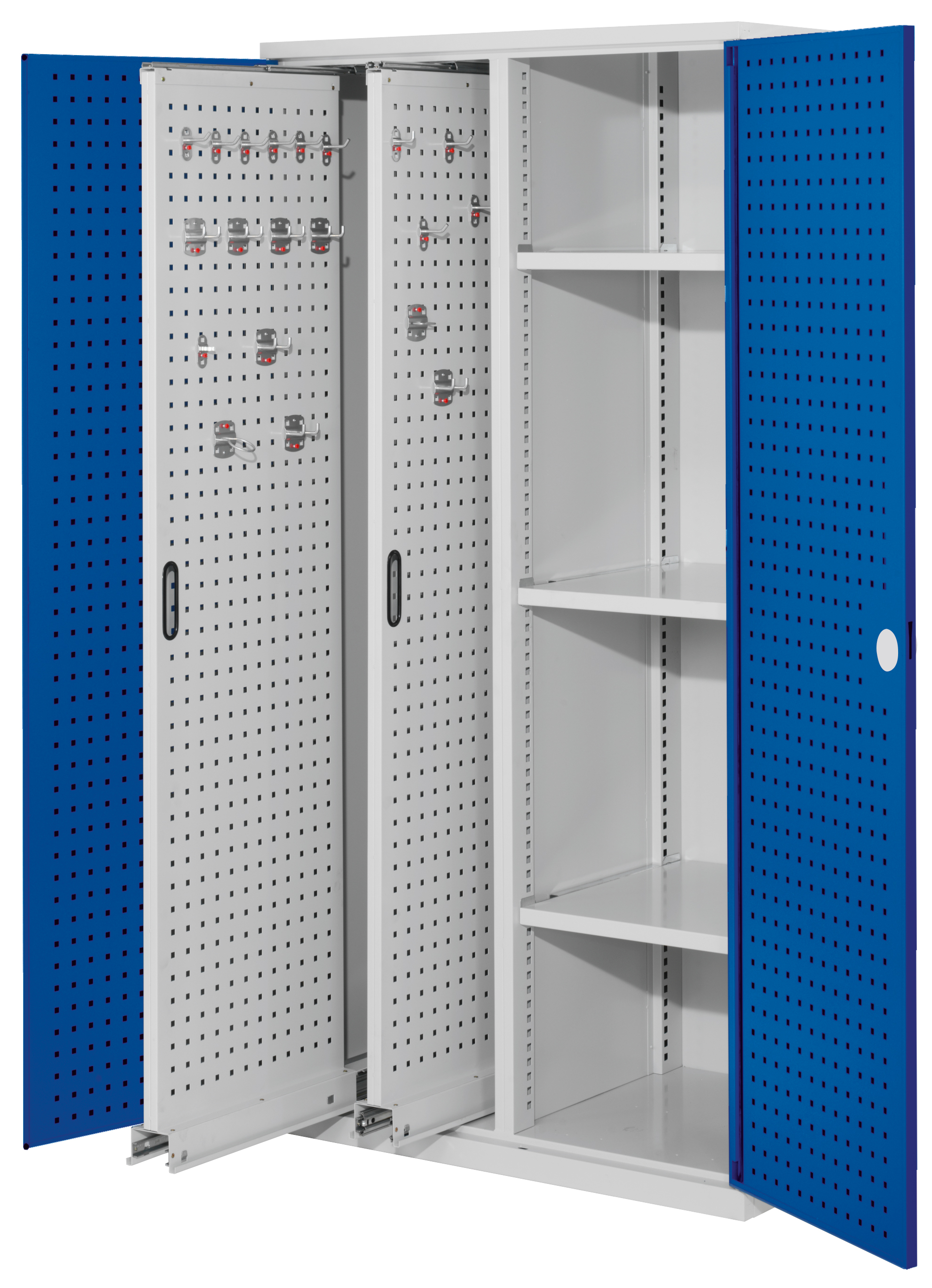 Der RasterPlan Vertikalschrank Modell 80 von Kappes Systeme bietet effiziente Werkzeugorganisation mit robustem Design, verstellbaren Fachböden und sicherem Schließsystem.