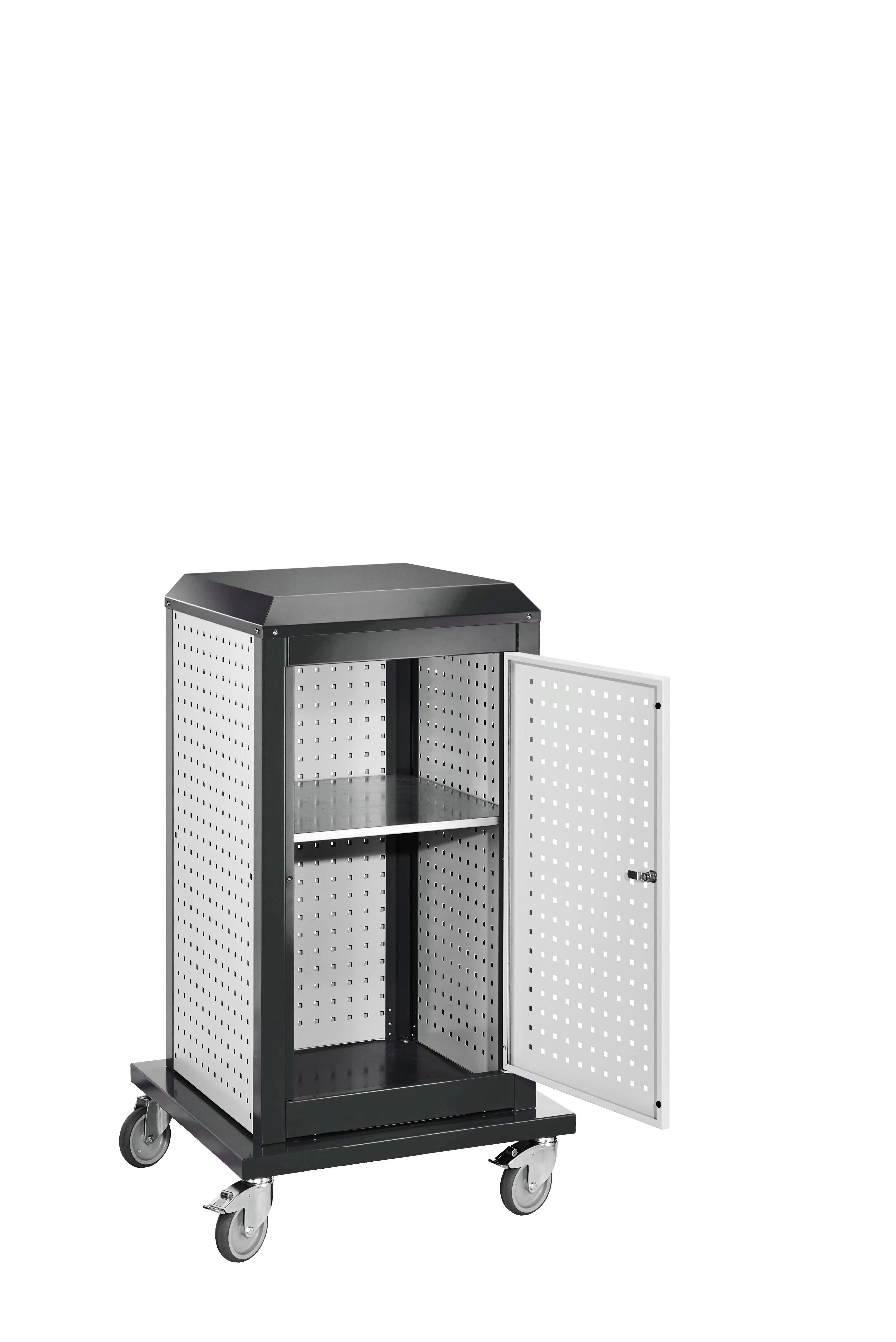 Der mobile ®RasterPlan ToolTower Klein Modell 3 von Kappes Systeme GmbH in RAL 7035/7016 bietet flexible, effiziente Werkzeuglagerung mit robustem Design.