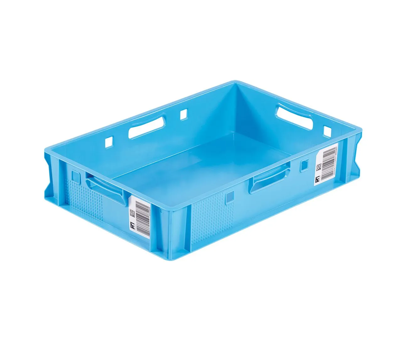 Euro-Fleischbeh?lter von Bekuplast: Robuster HDPE-Beh?lter, 25L Volumen, 600x400x125 mm, leicht, stapelbar, ideal f?r hygienische Fleischlagerung und -transport.
