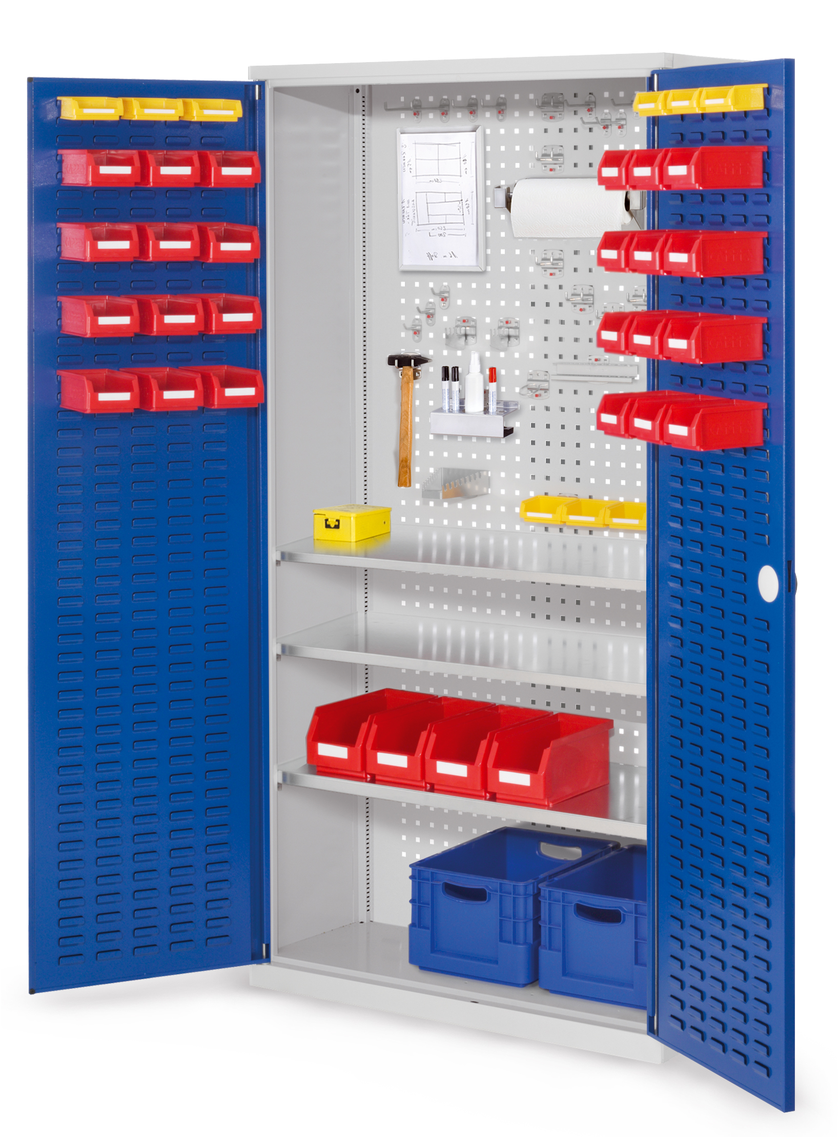Der ®RasterPlan Werkzeugschrank Modell 6 410 von Kappes Systeme GmbH bietet robuste Stahlkonstruktion, flexible Fachböden und ein sicheres Zylinderschloss.