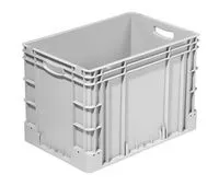 Silverline Eurobehälter 600x400x420 mm: Ergonomische offene Stirnseitengriffe, geschlossene Längsseitengriffe, robustes PP-C Material, ideal für Logistikprozesse.