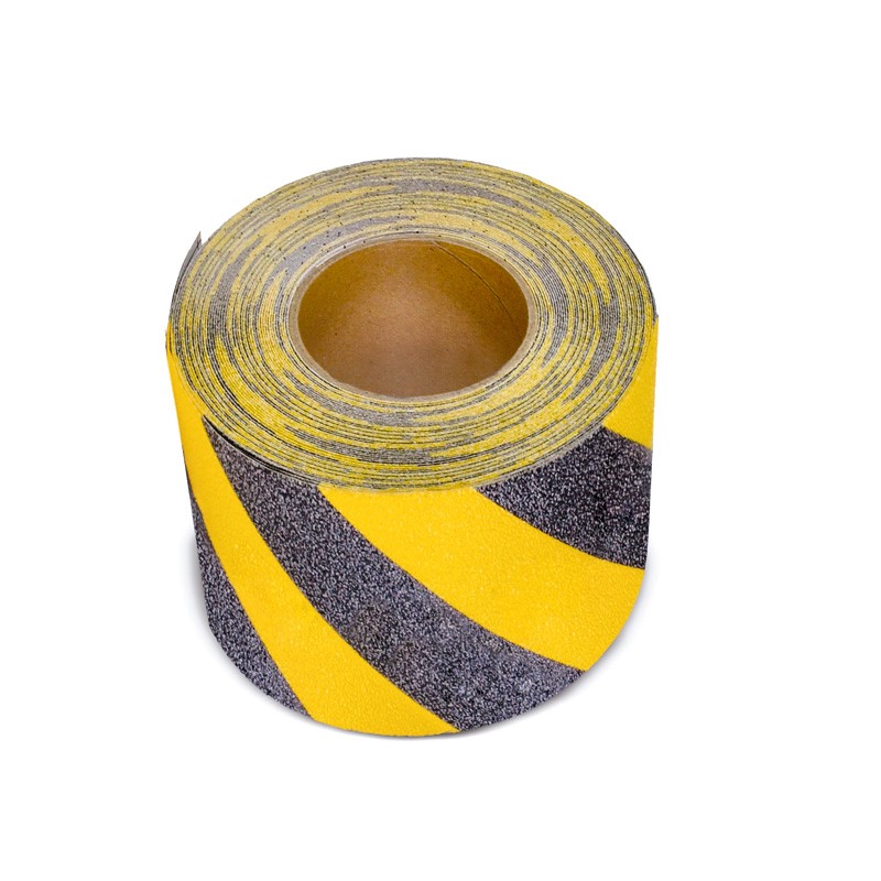 Produktbild des Antirutschbelags Basic in Schwarz/Gelb von Mehlhose: Effektive Rutschhemmung, einfache Montage, langlebig und vielseitig für Innen- und Außenbereiche.