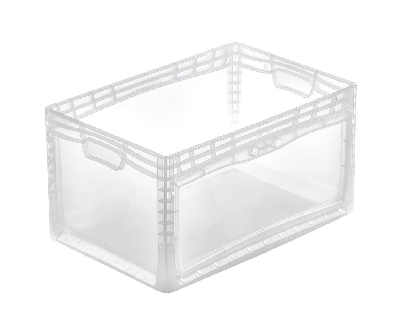 Behälter lightline mit Öffnung an der Längsseite OHNE Klappe 600 x 400 x 320 mm Farbe: transluzent