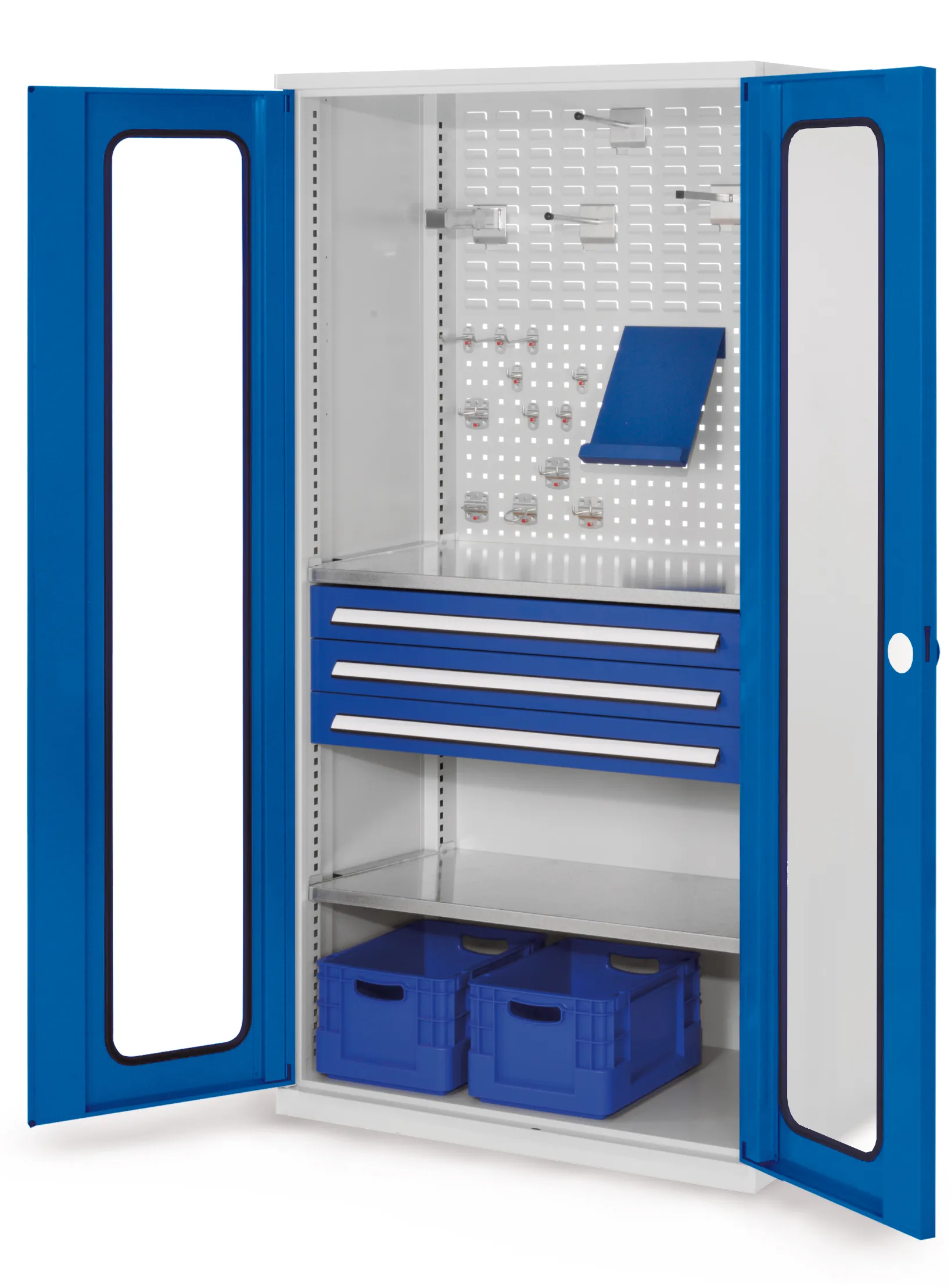 Der RasterPlan Schubladenschrank Modell 32 von Kappes Systeme bietet robuste Stahlkonstruktion, Sichtfenstert?r und flexible Lagerungsl?sungen f?r Werkzeuge.