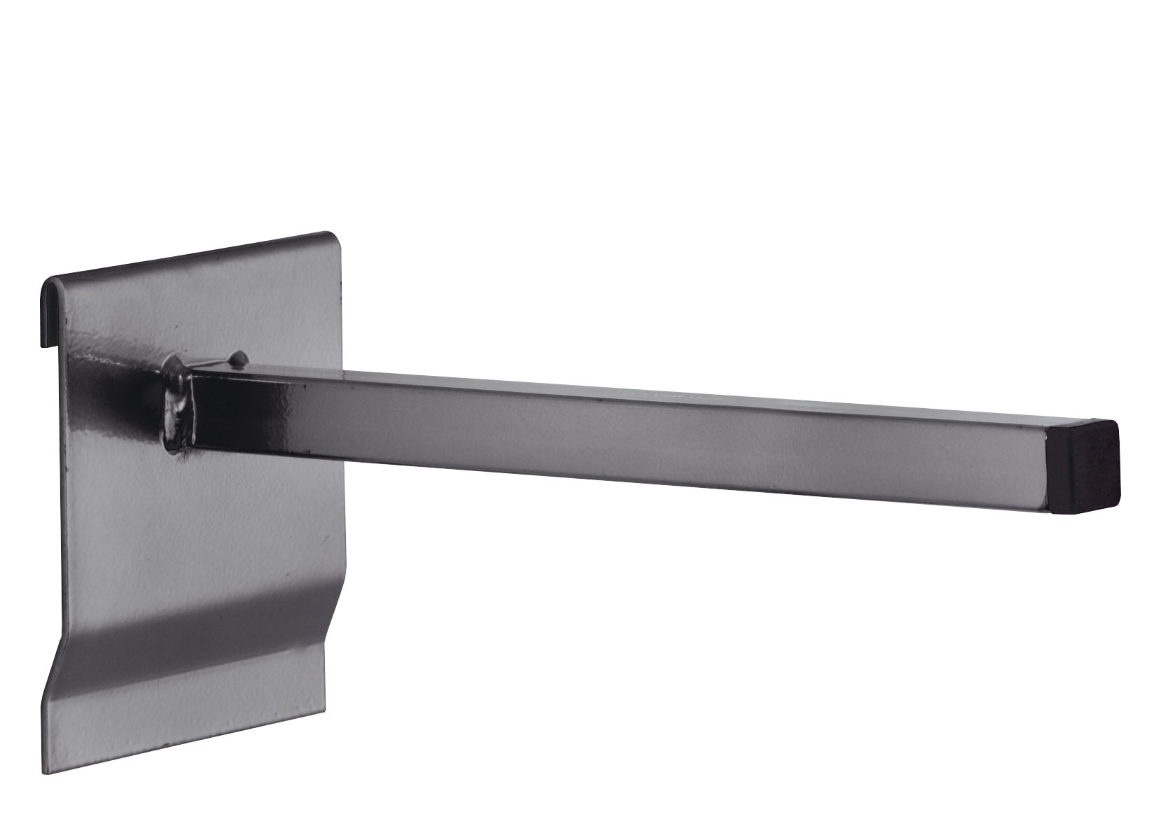 Der anthrazitgraue ®RasterPlan Universalhalter Vierkant, 200 mm, bietet robuste, flexible Lagerlösungen für industrielle Anwendungen. Ideal für die Schlitzplatte.