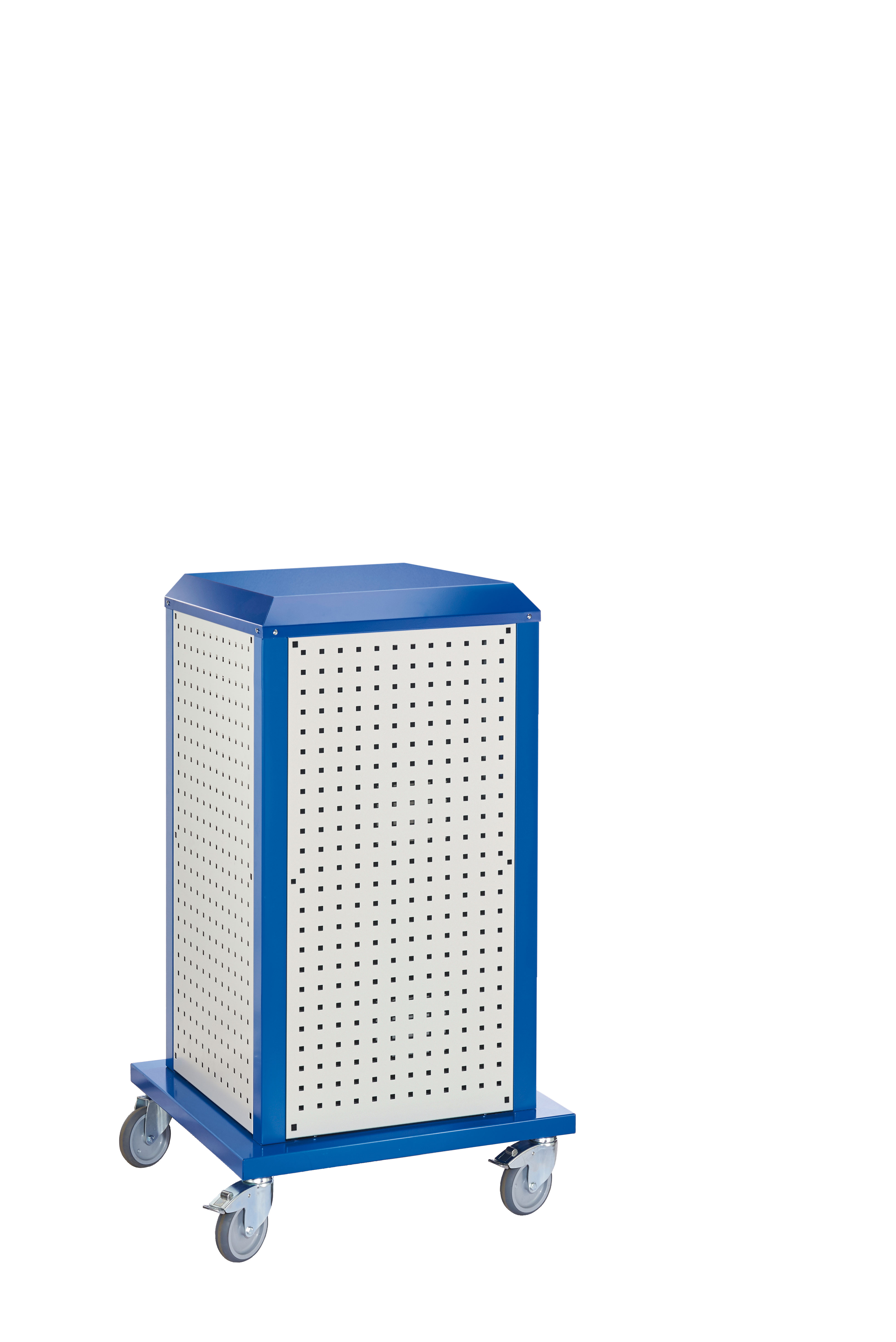 Der mobile ®RasterPlan ToolTower Klein Modell 4 von Kappes Systeme GmbH bietet effiziente Werkzeuglagerung mit robuster Bauweise und abschließbarer Tür.