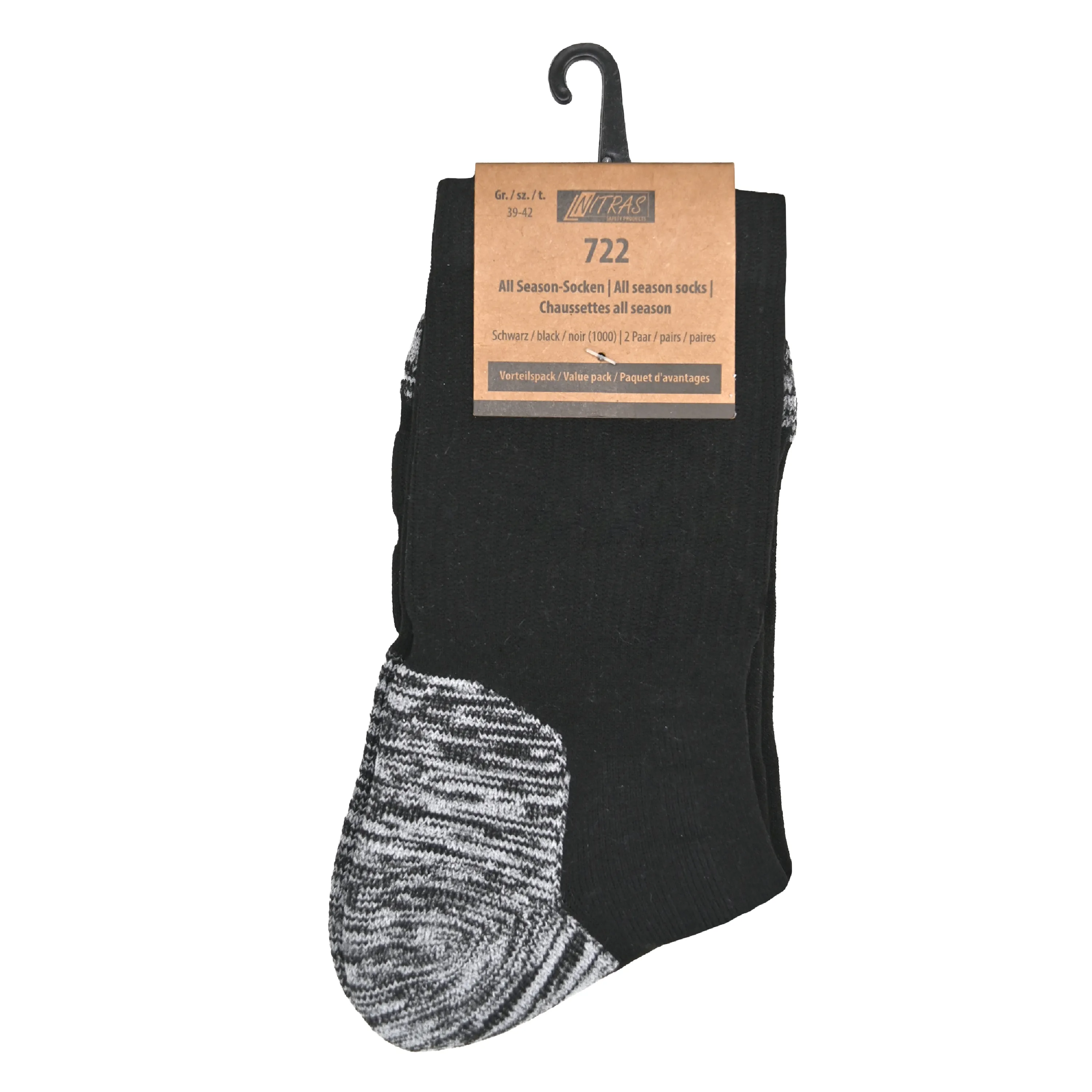 Schwarze NITRAS All Season-Socken mit anatomischer Passform und 3D-Polsterung bieten Komfort und Haltbarkeit f?r jede Jahreszeit. Ideal f?r den t?glichen Gebrauch.
