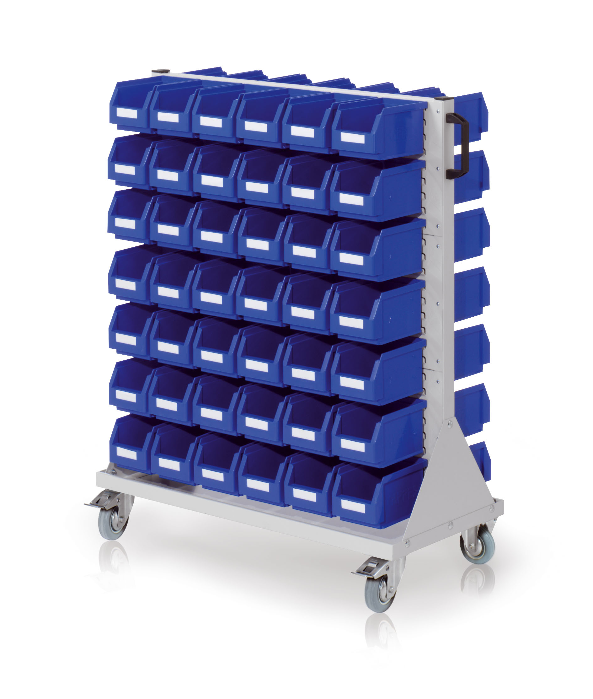 Der RasterMobil Rollwagen Gr. 3 von Kappes Systeme in Lichtgrau bietet optimale Mobilit?t und Organisation mit 84 Lagersichtk?sten f?r industrielle Anwendungen.