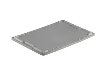 Der Bekuplast Auflagedeckel aus robustem PP-C passt perfekt auf 600 x 400 mm Eurobehälter und schützt zuverlässig vor Staub und Schmutz. Gewicht: 900 g.