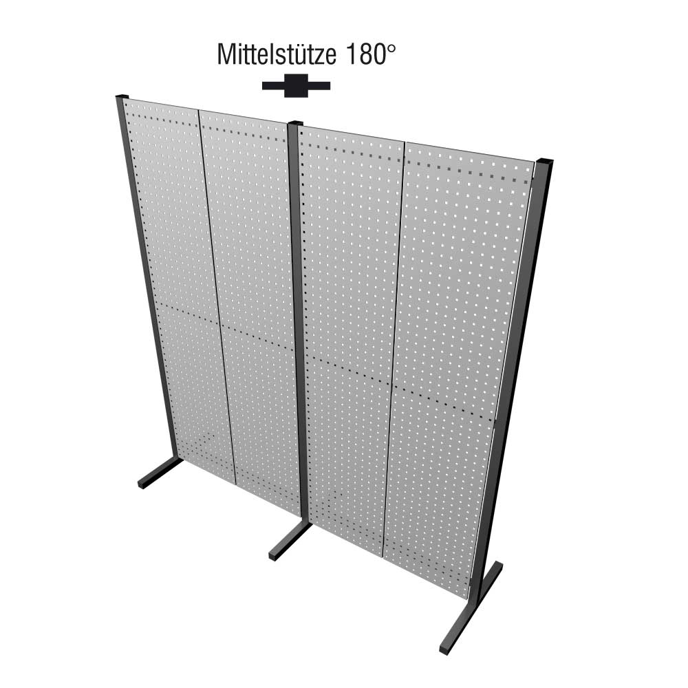Produktbild der anthrazitgrauen Mittelstütze 180° von Kappes Systeme GmbH, ideal für flexible Trennwandlösungen in industriellen Umgebungen.