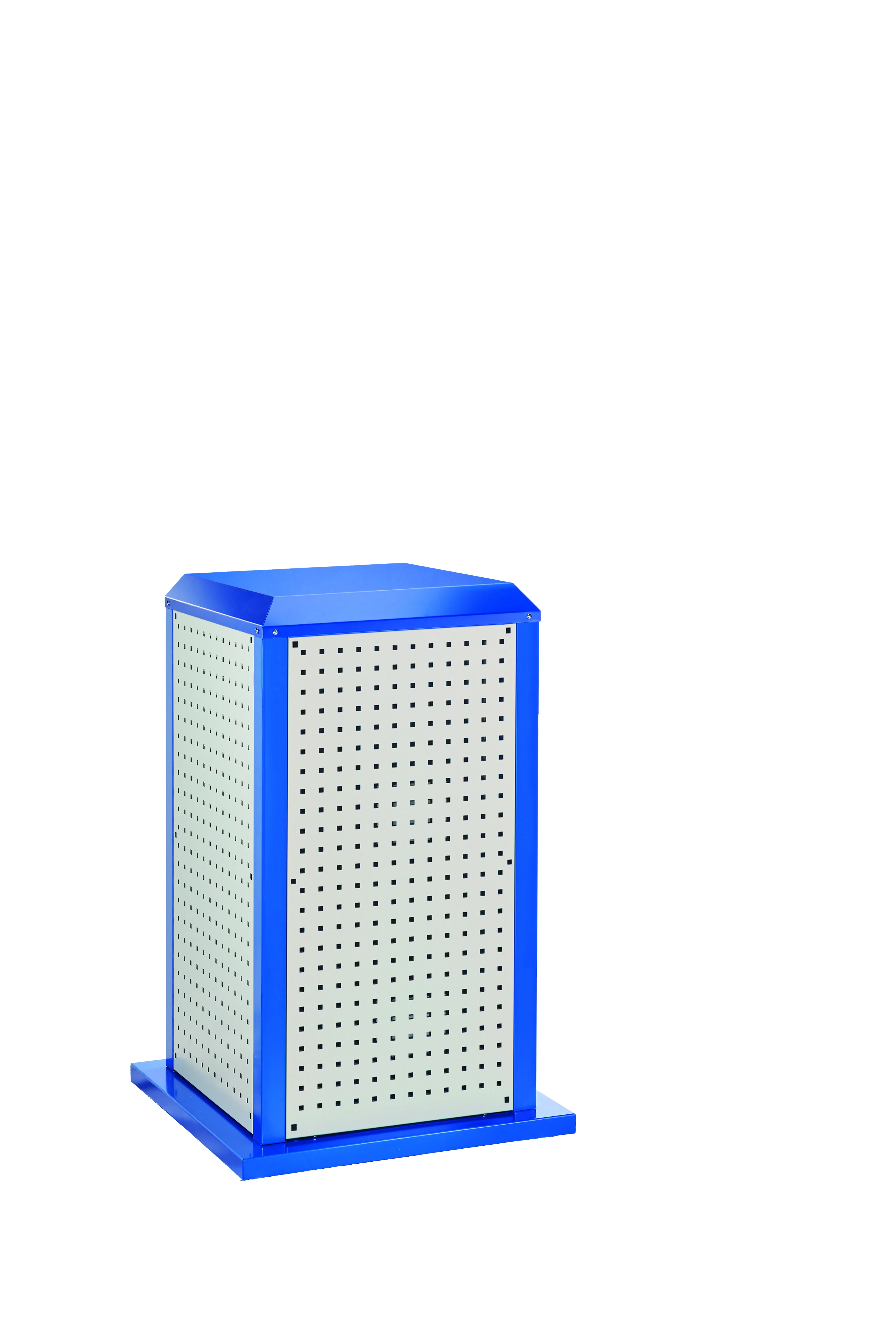 Der ®RasterPlan ToolTower Klein Modell 1 von Kappes Systeme GmbH ist ein robuster, anpassbarer Werkzeug-Organizer in RAL 7035/5010, stationär oder mobil nutzbar.