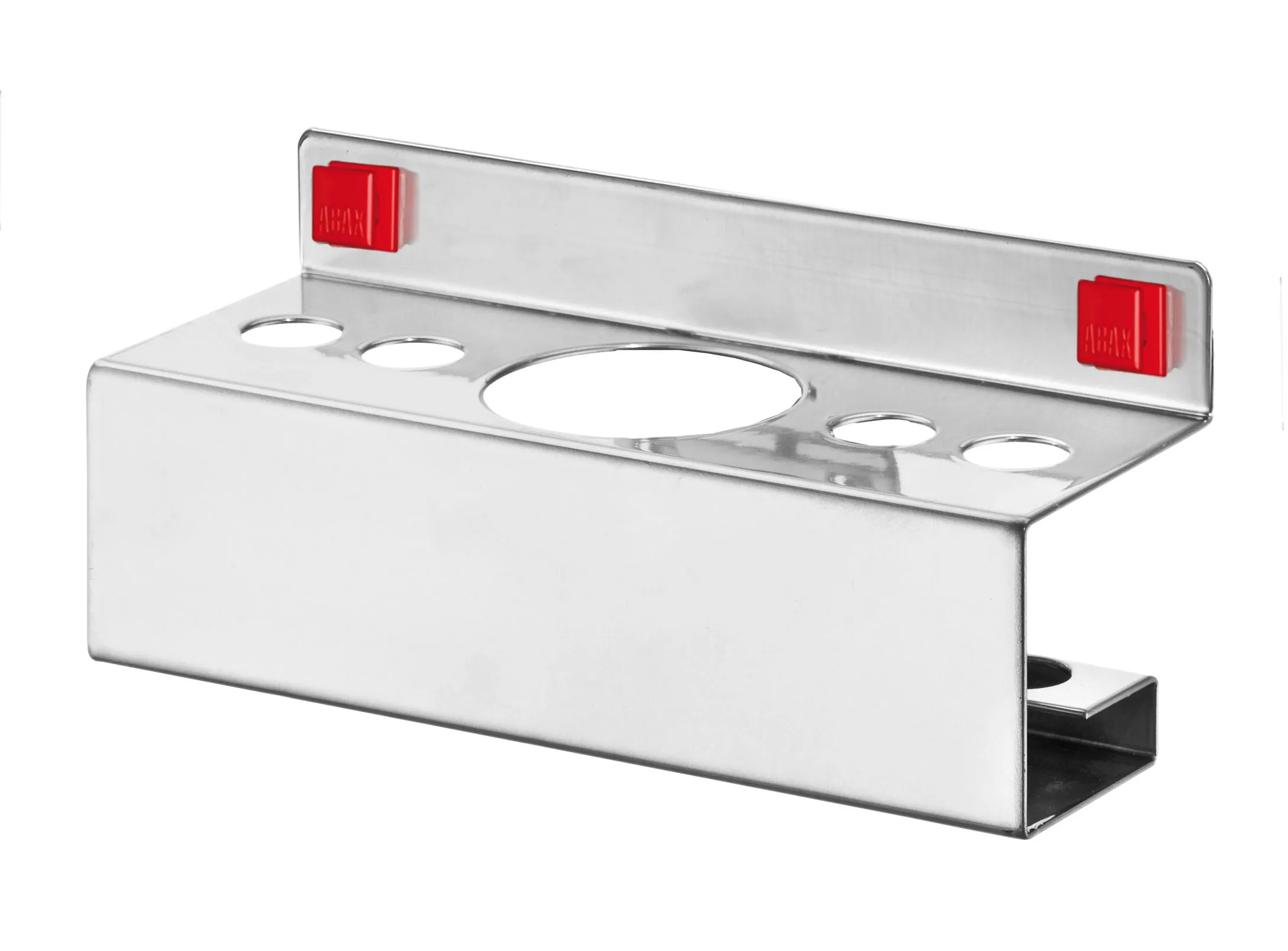 ABAX? Kombihalter: Vielseitige Halterung f?r Stifte und Spr?hflaschen, alufarben, werkzeuglos montierbar, ideal f?r flexible Arbeitsplatzgestaltung.