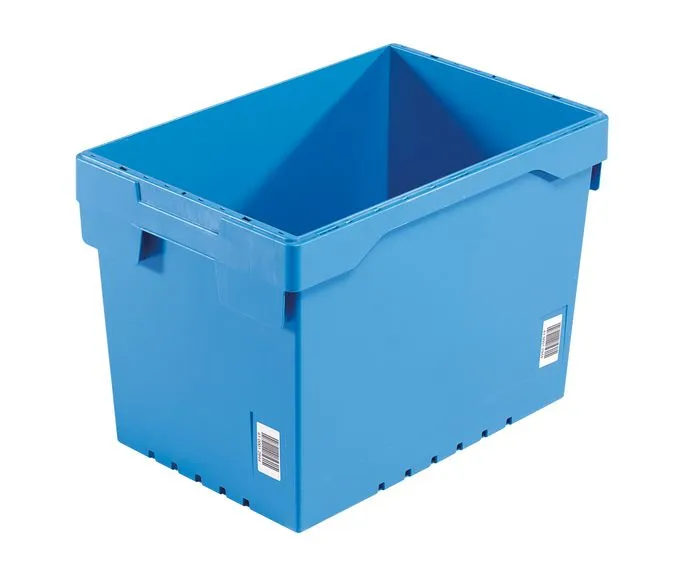 Konischer Behälter von Bekuplast, 600x400x420 mm, robust und stapelbar, mit geschlossenen Griffen für sichere Handhabung. Ideal für vielseitige Anwendungen.