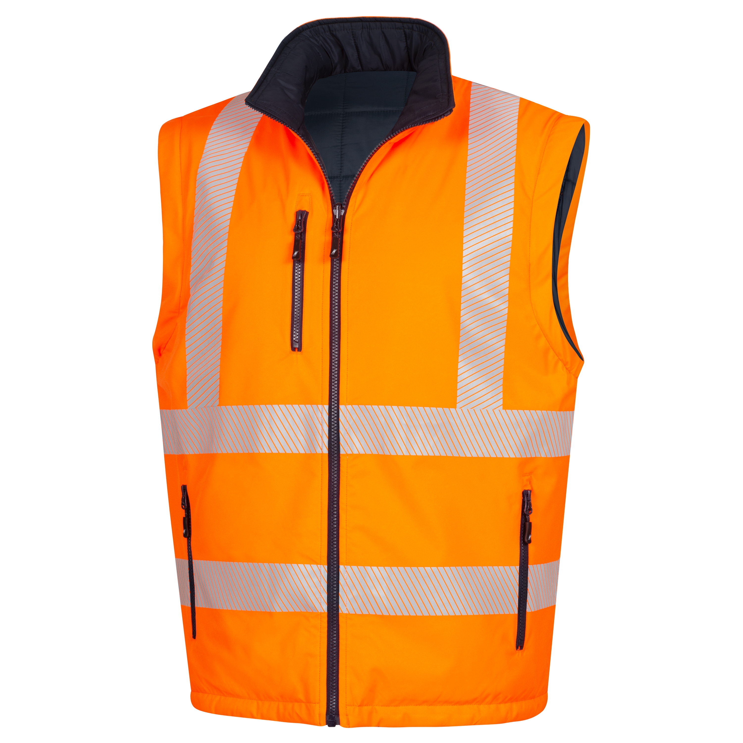 NITRAS MOTION TEX VIZ PLUS, Multifunktions-Warnschutzjacke, neonorange / marineblau (Farbcode: 4121), EN ISO 20471, EN 343